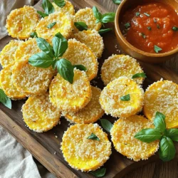 - 4 mittelgroße Sommersquash - 1 Tasse Panko-Paniermehl - 1/2 Tasse geriebener Parmesan - 1 Teelöffel Knoblauchpulver - 1 Teelöffel getrockneter Oregano - 1/2 Teelöffel Salz - 1/4 Teelöffel schwarzer Pfeffer - 2 große Eier - 1/4 Tasse Weizenmehl - Olivenölspray Ich liebe es, mit frischen Zutaten zu arbeiten. Die Sommersquash ist das Herzstück dieses Rezepts. Sie hat einen milden Geschmack und eine zarte Textur. Der Panko gibt der Panade einen tollen Crunch. Parmesan bringt den herzhaften Geschmack. Die Gewürze sind einfach, aber sie machen einen großen Unterschied. Knoblauchpulver und Oregano geben Tiefe. Salz und Pfeffer runden alles ab. Die Eier helfen, die Panade zu halten. Weizenmehl sorgt für einen perfekten Halt vor dem Wälzen. Es ist wichtig, gute Zutaten zu wählen. Frische Sommersquash macht den Geschmack besser. Wenn Sie die richtigen Gewürze verwenden, wird das Gericht lebendig. Dieses Rezept ist nicht nur lecker, sondern auch einfach. Es passt gut zu vielen Gerichten. Wenn Sie mehr über die Zubereitung erfahren möchten, schauen Sie sich das Full Recipe an. - Heizen Sie den Ofen auf 220°C vor. - Bereiten Sie das Backblech mit Backpapier vor. Zuerst ist es wichtig, dass der Ofen gut vorgeheizt ist. So wird die Kruste schön knusprig. Das Backpapier hilft, das Ankleben zu vermeiden. - Eier verquirlen und Zutaten in Schüsseln bereitstellen. - Wälzen der Squashscheiben in Mehl, Ei und Parmesan-Panko-Mischung. Beginnen Sie damit, die Eier in einer Schüssel zu verquirlen. In einer anderen Schüssel mischen Sie Panko, Parmesan, Knoblauchpulver, Oregano, Salz und Pfeffer. Das Mehl kommt in eine dritte Schüssel. Nehmen Sie eine Scheibe Sommersquash und tauchen Sie sie zuerst ins Mehl. Achten Sie darauf, dass beide Seiten gut bedeckt sind. Klopfen Sie überschüssiges Mehl ab. Tauchen Sie dann die Scheibe in das verquirlte Ei. Lassen Sie das überschüssige Ei abtropfen. Zum Schluss wälzen Sie die Scheibe in der Parmesan-Panko-Mischung. Drücken Sie sanft, damit die Panade gut haftet. - Squashscheiben im Ofen backen und dabei wenden. - Servierhinweise nach dem Backen. Legen Sie die panierten Scheiben auf das Backblech. Besprühen Sie die Oberseiten leicht mit Olivenölspray. Backen Sie sie 15 bis 20 Minuten. Wenden Sie die Scheiben nach der Hälfte der Zeit für eine gleichmäßige Bräunung. Nach dem Backen lassen Sie die Squashscheiben kurz abkühlen. Servieren Sie sie auf einem rustikalen Holzbrett und garnieren Sie sie mit frischen Kräutern. Ein kleines Schälchen marinara Sauce als Dip passt perfekt dazu. Um die Kruste perfekt zu machen, probieren Sie verschiedene Gewürze. Sie können Paprika, Thymian oder sogar Chili hinzufügen. Diese Variationen bringen mehr Geschmack. Die Konsistenz der Panade ist wichtig. Achten Sie darauf, die Squashscheiben gut in das Mehl zu tauchen. Klopfen Sie überschüssiges Mehl ab. Dies hilft der Panade, besser zu haften. Wenn Sie die Eier schlagen, sollten sie schön glatt sein. So bleibt die Panade gleichmäßig. Verwenden Sie frischen Parmesan für den besten Geschmack. Die Präsentation Ihres Gerichts kann Spaß machen. Servieren Sie die Parmesan-crusted Sommersquash auf einem rustikalen Holzbrett. Garnieren Sie es mit frischen Kräutern wie Basilikum oder Petersilie. Ein kleiner Dip kann das Gericht verbessern. Marinara-Sauce passt gut dazu und gibt einen tollen Geschmack. Dies macht das Essen noch einladender. Wenn Sie auf der Suche nach mehr Ideen sind, schauen Sie sich auch den Full Recipe an. {{image_4}} Für eine glutenfreie Version können Sie Panko durch glutenfreies Paniermehl ersetzen. Es gibt viele Marken, die glutenfreies Paniermehl anbieten. Achten Sie darauf, dass alle Zutaten auch glutenfrei sind. Diese Anpassung sorgt dafür, dass Sie den gleichen tollen Geschmack genießen können, ohne Gluten zu konsumieren. Möchten Sie eine vegane Option? Tauschen Sie die Eier durch Leinsamen oder Apfelmus aus. Diese helfen, die Panade zusammenzuhalten. Für den Käse können Sie einen veganen Parmesan verwenden. So bleibt der Geschmack lecker und die Zutaten rein pflanzlich. Sie können das Rezept leicht anpassen, indem Sie frische Kräuter hinzufügen. Basilikum, Thymian oder Petersilie passen wunderbar. Auch andere Käsesorten wie Pecorino oder Cheddar können eine neue Geschmacksrichtung bieten. Experimentieren Sie, um Ihre perfekte Mischung zu finden! Um die Parmesan-crusted Sommersquash frisch zu halten, sollten Sie sie im Kühlschrank lagern. Legen Sie die Reste in einen luftdichten Behälter. So bleiben sie knusprig und lecker. Die Reste halten sich bis zu drei Tage im Kühlschrank. Nach dieser Zeit kann der Geschmack und die Textur leiden. Um die Bissen wieder aufzuwärmen, nutzen Sie den Ofen. Heizen Sie ihn auf 180°C vor. Legen Sie die Bissen auf ein Backblech und backen Sie sie für etwa 10 Minuten. So bleiben sie knusprig. Vermeiden Sie die Mikrowelle, da sie die Bissen matschig macht. Wenn Sie die perfekte Knusprigkeit wollen, ist der Ofen immer die beste Wahl. Die Zubereitung dauert insgesamt 35 Minuten. Die Vorbereitungszeit beträgt 15 Minuten. In dieser Zeit schneiden Sie die Sommersquash und bereiten die Panade vor. Dann backen Sie die Squashscheiben für 15 bis 20 Minuten im Ofen. Diese schnelle Zubereitung macht das Gericht ideal für einen hektischen Tag oder als Beilage für ein festliches Essen. Ja, Sie können andere Gemüsesorten verwenden. Zum Beispiel sind Zucchini oder Auberginen gute Alternativen. Diese Gemüsesorten haben ähnliche Texturen und eignen sich gut für die Panade. Achten Sie darauf, die Scheiben gleichmäßig dick zu schneiden, damit sie gleichmäßig garen. Experimentieren Sie mit verschiedenen Gemüsearten, um neue Geschmäcker zu entdecken. Ja, dieses Rezept ist kinderfreundlich. Die Panade macht das Gemüse knusprig und lecker. Sie können die Gewürze anpassen, um es milder zu machen. Reduzieren Sie den Knoblauch und den Pfeffer, wenn Ihre Kinder empfindlich auf Gewürze reagieren. So genießen auch die Kleinen die leckeren Parmesan-crusted Sommersquash. In diesem Blogbeitrag haben wir die Zubereitung von Parmesan-crusted Sommersquash behandelt. Wir haben die Hauptzutaten und Gewürze, die Schritt-für-Schritt-Anleitung sowie Tipps zur perfekten Kruste besprochen. Außerdem gab es Variationen, um das Rezept anzupassen, und wichtige Aufbewahrungstipps. Die Kombination aus einfachen Zutaten und kreativen Ideen macht dieses Gericht vielseitig. Es ist ideal für jede Gelegenheit. Nutze die Tipps, um deine eigene Note hinzuzufügen und genieße die leckeren Ergebnisse!