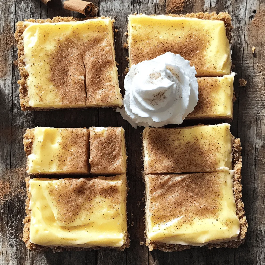 - 1 ½ Tassen Allzweckmehl - ½ Tasse ungesalzene Butter, weich - ¾ Tasse feiner Zucker - 1 Teelöffel Backpulver - ¼ Teelöffel Salz - 1 Teelöffel Vanilleextrakt - 450 g Frischkäse, weich - 1 Tasse feiner Zucker - 1 Teelöffel Vanilleextrakt - 2 große Eier - 1 Teelöffel Zimt - 2 Esslöffel Zucker - 1 Teelöffel Zimt Die Zutaten sind einfach zu finden. Für den Boden brauchen wir Mehl, Butter, Zucker, Backpulver, Salz und Vanilleextrakt. Diese Mischung gibt dem Boden eine tolle Süße und Textur. Für die Cheesecake-Füllung verwenden wir weichen Frischkäse, Zucker, Vanille, Eier und Zimt. Frischkäse macht die Füllung cremig. Der Zimt gibt einen warmen, würzigen Geschmack. Das Topping besteht aus Zucker und Zimt. Diese Mischung gibt den Riegeln den letzten Schliff. Die Kombination aus der süßen Füllung und dem würzigen Topping schmeckt einfach klasse. Wenn du mehr über die Zubereitung erfahren möchtest, schau dir das vollständige Rezept an. Heize deinen Ofen auf 175 °C vor. Fette eine 23x23 cm Backform ein oder lege sie mit Backpapier aus. Das macht das Herausnehmen später einfacher. Mische in einer Schüssel die weiche Butter mit dem Zucker. Benutze einen Handmixer, bis die Mischung schön cremig ist. Füge nun den Vanilleextrakt hinzu und rühre weiter. In einer anderen Schüssel vermenge das Mehl, Backpulver und Salz. Gib die trockenen Zutaten langsam zur Butter-Zucker-Mischung. Rühre, bis alles gut verbunden ist. Drücke die Teigmischung gleichmäßig auf den Boden der vorbereiteten Backform. Backe den Boden für 10 bis 12 Minuten. Achte darauf, dass er leicht goldbraun wird. Nimm die Form aus dem Ofen und lasse den Boden etwas abkühlen. In einer großen Schüssel rühre den weichen Frischkäse glatt. Füge dann nach und nach den Zucker und Vanille hinzu. Mixe weiter, bis alles gut vermischt ist. Gib die Eier nacheinander dazu und rühre, bis sie gut integriert sind. Zum Schluss hebe den Zimt unter die Mischung. Gieße die Cheesecake-Füllung über den abgekühlten Keksboden. Verteile sie gleichmäßig. Stelle die Form wieder in den Ofen und backe für 25 bis 30 Minuten. Die Füllung sollte fest und an den Rändern leicht goldbraun sein. Stecke einen Zahnstocher in die Mitte. Wenn er sauber herauskommt, ist alles bereit. Nimm die Riegel nach dem Backen aus dem Ofen. Vermenge in einer kleinen Schüssel Zucker und Zimt für das Topping. Streue diese Mischung gleichmäßig über die warme Oberfläche. Lass die Riegel in der Form vollständig abkühlen. Danach stelle sie für mindestens 2 Stunden in den Kühlschrank. Das macht das Schneiden einfacher. Du kannst die Riegel dann in Quadrate schneiden und servieren. Für das beste Ergebnis, genieße sie gekühlt mit einem Klecks Schlagsahne. Für das vollständige Rezept, schau dir die [Full Recipe] an. Um die perfekte Cheesecake-Füllung zu erzielen, mische die Zutaten gut. Beginne mit dem Frischkäse. Es ist wichtig, dass er weich ist. So wird die Füllung glatt und cremig. Wenn du die Eier hinzufügst, mache das einzeln. Rühre nach jedem Ei gut um. Die Raumtemperatur der Zutaten ist entscheidend. Lass die Eier und den Frischkäse vor dem Mixen etwa 30 Minuten bei Raumtemperatur stehen. Für mehr Geschmack kannst du Zimt oder sogar Keksmehl hinzufügen. Ein Teelöffel Zimt sorgt für einen warmen, süßen Geschmack. Möchtest du etwas Neues? Probiere Nüsse oder Schokolade. Diese Zutaten verleihen deinen Snickerdoodle Cheesecake Bars eine ganz eigene Note. Die Optik ist wichtig. Serviere die Riegel auf einem schönen Teller. Füge einen Klecks Schlagsahne hinzu. Ein Hauch Zimt obendrauf macht es besonders. Du kannst auch frische Früchte wie Beeren hinzufügen. Sie bringen Farbe und Frische auf den Teller. Wenn du die Riegel schneidest, benutze ein scharfes Messer. So bekommst du schöne, gleichmäßige Stücke. Für das vollständige Rezept schaue dir die Anleitung an. {{image_4}} Wenn Sie eine glutenfreie Version der Snickerdoodle Cheesecake Bars möchten, verwenden Sie glutenfreies Mehl. Achten Sie darauf, dass die Mischung gut bindet. Glutenfreies Mehl kann die Konsistenz ändern. Sie sollten eventuell etwas mehr Flüssigkeit hinzufügen. So bleibt der Boden schön feucht und die Füllung bleibt cremig. Für eine vegane Option ersetzen Sie die Eier. Verwenden Sie Leinsamen oder Chiasamen als Ei-Ersatz. Mischen Sie einen Esslöffel Leinsamen mit drei Esslöffeln Wasser und lassen Sie es quellen. Für den Frischkäse nehmen Sie pflanzliche Alternativen. Diese sind oft aus Mandeln oder Soja. Dekorieren Sie die Riegel mit frischen Früchten oder veganer Sahne. So bleibt der Genuss ganz ohne tierische Produkte. Um die Bars noch interessanter zu machen, können Sie Schokoladenstückchen hinzufügen. Diese schmecken besonders gut in der Cheesecake-Füllung. Außerdem können fruchtige Akzente gesetzt werden. Zum Beispiel passen Himbeeren oder Erdbeeren perfekt. Diese bringen eine frische Note und ergänzen den Geschmack. Experimentieren Sie und finden Sie Ihre Lieblingskombination! Die Snickerdoodle Cheesecake Bars bleiben frisch, wenn Sie sie im Kühlschrank lagern. Wickeln Sie die Riegel in Frischhaltefolie oder legen Sie sie in einen luftdichten Behälter. So bleibt die Feuchtigkeit erhalten und sie trocknen nicht aus. Diese Riegel sind im Kühlschrank bis zu einer Woche haltbar. Achten Sie darauf, dass sie gut abgedeckt sind, um Gerüche zu vermeiden. Wenn Sie die Riegel länger aufbewahren möchten, können Sie sie einfrieren. Schneiden Sie die Riegel in Stücke und legen Sie sie in einen luftdichten Behälter oder in Gefrierbeutel. Achten Sie darauf, die Luft herauszudrücken, um Gefrierbrand zu vermeiden. Zum Auftauen lassen Sie die Riegel einfach über Nacht im Kühlschrank. So bleibt die Qualität der Riegel erhalten. Haben Sie Reste von der Cheesecake-Füllung oder dem Boden? Machen Sie kleine Cheesecake-Wraps! Verwenden Sie Tortillas oder Cracker als Basis, fügen Sie die Füllung hinzu und rollen Sie sie auf. Alternativ können Sie die Reste in Muffinförmchen backen, um Mini-Cheesecakes zu kreieren. Diese Ideen helfen, nichts wegzuwerfen und sind lecker! Die Snickerdoodle Cheesecake Bars sollten mindestens zwei Stunden im Kühlschrank bleiben. Dies hilft, die Riegel fest zu machen. Kühlen Sie sie immer vor dem Servieren. So schmecken sie besser und lassen sich leichter schneiden. Ja, Sie können andere Gewürze verwenden. Muskatnuss passt gut dazu. Auch Ingwer kann einen tollen Geschmack bringen. Experimentieren Sie ruhig mit Ihren Lieblingsgewürzen. Das macht die Riegel noch interessanter. Es gibt einige gute Alternativen zu Frischkäse. Quark ist eine einfache Wahl. Auch pflanzliche Frischkäseprodukte sind eine tolle Option. Achten Sie darauf, dass der Ersatz die gleiche Konsistenz hat. So bleibt die Textur der Cheesecake-Füllung gut. Ja, die Riegel lassen sich gut im Voraus zubereiten. Sie können sie einen Tag vorher backen und kühlen. Das spart Zeit, wenn Gäste kommen. Lagern Sie sie gut verpackt im Kühlschrank, um die Frische zu erhalten. Um die Riegel gut zu schneiden, benutzen Sie ein scharfes Messer. Tauchen Sie das Messer in heißes Wasser und wischen Sie es trocken. So schneiden Sie saubere Stücke. Das sorgt für eine schöne Präsentation auf dem Tisch. Die Snickerdoodle Cheesecake Bars sind einfach zuzubereiten und schmecken köstlich. Wir haben die Zutaten für den Boden, die Füllung und das Topping aufgeführt. Die Schritt-für-Schritt-Anleitung hilft dir, jeden Schritt richtig zu machen. Zudem gibt es nützliche Tipps, wie du die perfekte Textur und Präsentation erreichst. Denke daran, dass du kreativ sein kannst. Variiere die Rezepte nach deinem Geschmack. Egal ob glutenfrei oder vegan, die Bars lassen sich anpassen. Mit den richtigen Tipps zur Aufbewahrung bleibt der Genuss länger frisch. Probiere es aus und entdecke dein wahres Talent in der Küche.