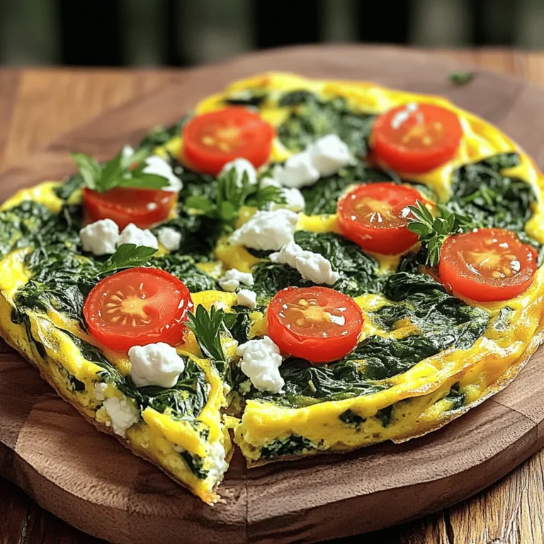 Für eine köstliche Spinats- und Ziegenkäse-Frittata benötigen Sie folgende Zutaten: - 6 große Eier - 1 Tasse frischer Spinat, grob gehackt - 1/2 Tasse Ziegenkäse, zerbröckelt - 1/4 Tasse Milch (oder pflanzliche Alternative) - 1/4 Tasse Kirschtomaten, halbiert - 1 kleine Zwiebel, fein gehackt - 2 Knoblauchzehen, gehackt - 2 Esslöffel Olivenöl - Salz und Pfeffer nach Geschmack - Frische Petersilie, zum Garnieren Diese Zutaten sind einfach zu finden. Sie machen das Gericht nahrhaft und lecker. Salz und Pfeffer sind die Hauptgewürze, die den Geschmack abrunden. Sie können auch frische Kräuter hinzufügen. Thymian oder Basilikum passen gut zu dieser Frittata. Wenn Sie Bioprodukte verwenden, wählen Sie frische Eier und Gemüse aus biologischem Anbau. Diese Produkte sind oft geschmackvoller und gesünder. Bio-Ziegenkäse sorgt für einen reicheren Geschmack. Es ist auch besser für die Umwelt. Zuerst bereiten wir die Zutaten vor. Waschen Sie den Spinat gut und hacken Sie ihn grob. Schneiden Sie die Kirschtomaten in zwei Hälften. Hacken Sie die Zwiebel und die Knoblauchzehen klein. Diese Schritte sind wichtig, um die Aromen gut zu verbinden. Wenn alles vorbereitet ist, heizen Sie den Ofen auf 190°C vor. Jetzt kommt der spannende Teil! Erhitzen Sie das Olivenöl in einer großen, ofenfesten Pfanne. Fügen Sie die Zwiebel hinzu und sautieren Sie sie für 3-4 Minuten. Sie soll weich und klar werden. Dann geben Sie den Knoblauch und den Spinat dazu. Sautieren Sie alles für weitere 2-3 Minuten. Der Spinat wird zusammenfallen und die Mischung wird duften. In einer Schüssel verquirlen Sie die Eier mit der Milch, Salz und Pfeffer. Mischen Sie den zerbröckelten Ziegenkäse und die Kirschtomaten unter. Gießen Sie die Eimischung gleichmäßig über das Gemüse in der Pfanne. Lassen Sie die Mischung für 2-3 Minuten auf dem Herd köcheln. Heben Sie die Ränder vorsichtig an. Dadurch fließen die ungekochten Eier nach unten. Jetzt ist es Zeit, die Pfanne in den Ofen zu geben. Backen Sie die Frittata für 12-15 Minuten. Sie sollte fest und leicht goldbraun sein. Lassen Sie sie kurz abkühlen und schneiden Sie sie in Stücke. Garnieren Sie mit frischer Petersilie. So einfach ist es! Für das gesamte Rezept schauen Sie sich die [Full Recipe] an. Um die beste Konsistenz zu erreichen, ist das Verhältnis von Eiern und Milch wichtig. Verwenden Sie für eine fluffige Frittata etwa 1/4 Tasse Milch pro 6 Eiern. Dies hilft, die Frittata weich und leicht zu machen. Achten Sie darauf, die Eier nicht zu lange zu schlagen. Ein schnelles Vermengen ist ausreichend, um Luftblasen zu erzeugen. Ein häufiger Fehler ist, die Frittata zu lange zu backen. Überprüfen Sie sie nach 12 Minuten, um sicherzustellen, dass sie nicht zu trocken wird. Ein weiterer Fehler ist das Überfüllen der Pfanne. Zu viel Füllung kann dazu führen, dass die Frittata nicht gleichmäßig gart. Halten Sie sich an die Zutatenliste im Full Recipe. Frische Zutaten machen einen großen Unterschied. Verwenden Sie frischen Spinat und hochwertigen Ziegenkäse. Dies hebt den Geschmack deutlich. Auch frische Kräuter, wie Petersilie, bringen mehr Aroma. Kaufen Sie lokale oder saisonale Produkte, wenn möglich. So unterstützen Sie auch die Umwelt und genießen bessere Qualität. {{image_4}} Wenn Sie eine vegetarische Version der Spinat-Ziegenkäse-Frittata möchten, lassen Sie einfach den Ziegenkäse weg. Ersetzen Sie ihn durch eine pflanzliche Käsealternative. Für eine vegane Frittata verwenden Sie Kichererbsenmehl und Wasser anstelle von Eiern. Dies gibt Ihnen eine ähnliche Konsistenz und einen tollen Geschmack. Fügen Sie auch etwas Kurkuma hinzu, um eine schöne Farbe zu erhalten. Es gibt viele Zutaten, die gut zu Ihrer Frittata passen. Sie können Paprika, Zucchini oder sogar Brokkoli hinzufügen. Diese Gemüse steigern den Nährstoffgehalt und sorgen für mehr Geschmack. Auch Pilze sind eine gute Wahl. Sie bringen eine erdige Note, die die Frittata aufwertet. Für etwas Schärfe fügen Sie frische Peperoni oder Chili hinzu. Sie können die Geschmäcker ganz einfach anpassen. Fügen Sie frische Kräuter wie Basilikum oder Dill hinzu, um eine frische Note zu schaffen. Parmesan oder Feta geben einen salzigen Kick. Experimentieren Sie mit Gewürzen wie Paprika oder Kreuzkümmel. Das macht jede Frittata einzigartig. Verwenden Sie die Grundrezepte, aber lassen Sie Ihrer Kreativität freien Lauf. Schauen Sie sich den Full Recipe an, um eine Basis zu haben, auf der Sie aufbauen können. Um die Frittata frisch zu halten, lassen Sie sie zuerst abkühlen. Schneiden Sie sie in Portionen. Legen Sie die Stücke in einen luftdichten Behälter. Trennen Sie die Schichten mit Backpapier, damit sie nicht zusammenkleben. Lagern Sie die Frittata im Kühlschrank. So bleibt sie bis zu drei Tage genießbar. Um die Frittata wieder aufzuwärmen, nutzen Sie den Ofen oder die Mikrowelle. Im Ofen heizen Sie ihn auf 180°C vor. Legen Sie die Frittata auf ein Backblech. Decken Sie sie mit Aluminiumfolie ab, um ein Austrocknen zu verhindern. Erwärmen Sie sie für etwa 10 Minuten. In der Mikrowelle erwärmen Sie sie für 1-2 Minuten. Überprüfen Sie, ob sie gleichmäßig warm ist. Die Haltbarkeit einer Frittata beträgt im Kühlschrank etwa drei Tage. Achten Sie darauf, sie gut zu verpacken. Wenn Sie die Frittata einfrieren möchten, ist das auch möglich. Wickeln Sie die Portionen gut ein und lagern Sie sie im Gefrierfach. So bleibt sie bis zu drei Monate haltbar. Denken Sie daran, sie im Kühlschrank über Nacht auftauen zu lassen, bevor Sie sie aufwärmen. Das Backen einer Frittata dauert in der Regel etwa 12 bis 15 Minuten. Der Ofen sollte auf 190°C vorgeheizt sein. Ich empfehle, die Frittata im Ofen zu beobachten. Sie ist fertig, wenn sie fest und leicht goldbraun ist. Ja, Sie können die Frittata im Voraus zubereiten! Sie schmeckt auch kalt sehr gut. Bereiten Sie die Frittata einfach nach dem Rezept zu und lassen Sie sie abkühlen. Lagern Sie sie im Kühlschrank. So können Sie sie schnell aufwärmen oder kalt servieren. Wenn Sie keinen Ziegenkäse mögen oder haben, gibt es gute Alternativen. Feta-Käse funktioniert prima. Er hat einen ähnlichen Geschmack. Auch Cheddar oder Mozzarella sind gute Optionen. Experimentieren Sie mit verschiedenen Käsesorten, um den besten Geschmack für Ihre Frittata zu finden. Die Frittata ist einfach zuzubereiten und sehr vielseitig. Wir haben die Hauptzutaten und wichtige Gewürze besprochen. Du hast gelernt, wie man die Frittata Schritt für Schritt kocht und aufbewahrt. Tipps für die perfekte Konsistenz helfen dir, häufige Fehler zu vermeiden. Variiere die Frittata nach deinem Geschmack und schaue dir verschiedene Optionen an. Jetzt bist du bereit, deine eigene köstliche Frittata zu machen und zu genießen!