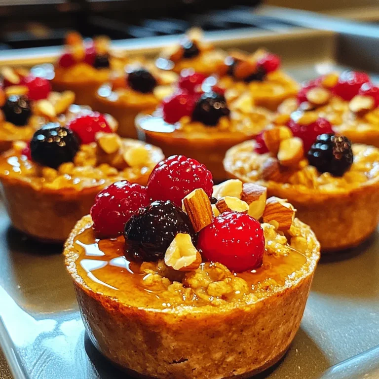 - 2 Tassen Haferflocken (gerollt) - 1 Teelöffel Backpulver - 1 Teelöffel Zimt Die Basis für die Viral Baked Oatmeal Cups sind die Haferflocken. Sie geben dir eine tolle Textur. Das Backpulver sorgt dafür, dass die Cups schön aufgehen. Zimt bringt einen warmen, süßen Geschmack. Diese drei Zutaten sind einfach zu finden und sehr nahrhaft. - 2 Tassen Mandelmilch (oder eine andere bevorzugte Milch) - 1/3 Tasse Ahornsirup (oder Honig) - 1 reife Banane, gestampft Die Mandelmilch macht die Mischung cremig. Du kannst auch jede andere Milch verwenden, die du magst. Der Ahornsirup oder Honig fügt die nötige Süße hinzu. Die gestampfte Banane sorgt für Feuchtigkeit und einen natürlichen Süßstoff. Diese Zutaten machen die Cups nicht nur lecker, sondern auch gesund. - 1/2 Tasse gemischte Beeren (frisch oder gefroren) - 1/4 Tasse gehackte Nüsse (Walnüsse oder Mandeln) - Optional: 1/4 Tasse Zartbitterschokoladenstückchen Die gemischten Beeren bringen Frische und Farbe. Du kannst frische oder gefrorene Beeren verwenden, je nach Saison. Die Nüsse geben einen knackigen Biss. Sie sind auch eine gute Quelle für gesunde Fette. Wenn du es süßer magst, füge die Zartbitterschokoladenstückchen hinzu. Diese Zutaten machen die Cups noch interessanter. Für das vollständige Rezept, schau dir die [Full Recipe] an. Heize deinen Ofen auf 175°C (350°F) vor. Dies sorgt für eine gleichmäßige Hitze. Lege ein Muffinblech mit Papierförmchen aus oder fette es leicht ein. So bleiben die Oatmeal Cups nicht kleben. Nimm eine große Schüssel und gib die Haferflocken, das Backpulver, den Zimt und das Salz hinein. Mische alles gut. Achte darauf, dass die trockenen Zutaten gleichmäßig verteilt sind. Das ist wichtig für den Geschmack. In einer anderen Schüssel verquirlst du die Mandelmilch, den Ahornsirup, die gestampfte Banane und den Vanilleextrakt. Mische alles gut, bis die Flüssigkeit glatt ist. Dies gibt den Oatmeal Cups ihre Süße und Feuchtigkeit. Gieße die feuchte Mischung in die Schüssel mit der trockenen Mischung. Rühre alles um, bis es gut vermischt ist. Füge die gemischten Beeren, die gehackten Nüsse und die optionalen Schokoladenstückchen hinzu. Hebe sie vorsichtig unter, damit sie gleichmäßig verteilt sind. Verteile die Mischung mit einem Löffel in die Muffinförmchen. Fülle jedes Förmchen zu etwa 2/3. Backe die Oatmeal Cups für 20-25 Minuten. Sie sind fertig, wenn die Oberflächen goldbraun sind und ein Zahnstocher sauber herauskommt. Nimm die Oatmeal Cups aus dem Ofen und lass sie 5 Minuten im Blech abkühlen. Danach kannst du sie auf ein Kuchengitter legen, um vollständig abzukühlen. Serviere sie warm mit einem Spritzer Ahornsirup oder einem Klecks Joghurt. Du kannst sie auch mit zusätzlichen Beeren und Nüssen garnieren. Um die perfekte Konsistenz zu erreichen, ist das Verhältnis der feuchten und trockenen Zutaten wichtig. Zu viel Flüssigkeit macht die Oatmeal Cups matschig. Zu wenig Flüssigkeit macht sie trocken. Halte dich an das Rezept, um das richtige Gleichgewicht zu finden. Verwende 2 Tassen Haferflocken und 2 Tassen Mandelmilch. Das sorgt für eine schöne, weiche Textur. Die Oatmeal Cups sind sehr anpassbar. Du kannst verschiedene Früchte und Nüsse verwenden, um neue Geschmäcker zu kreieren. Verwende zum Beispiel Äpfel, Birnen oder Pfirsiche. Füge Mandeln, Walnüsse oder Pekannüsse hinzu. Diese Variationen geben deinen Oatmeal Cups einen persönlichen Touch. Wenn du es süßer magst, kannst du auch Schokoladenstückchen hinzufügen. Die Backzeit spielt eine große Rolle für die Textur. Wenn du weichere Oatmeal Cups magst, backe sie nur 20 Minuten. Für festere Cups kannst du sie bis zu 25 Minuten backen. Achte darauf, dass die Oberflächen goldbraun sind und ein Zahnstocher sauber herauskommt. So weißt du, dass sie perfekt gebacken sind. {{image_4}} Um die Baked Oatmeal Cups proteinreicher zu machen, füge einfach Proteinpulver hinzu. Ein bis zwei Esslöffel passen gut ins Rezept. Alternativ kannst du Nussbutter wie Erdnuss- oder Mandelbutter verwenden. Diese geben den Cups nicht nur mehr Protein, sondern auch einen tollen Geschmack. Mische die Nussbutter in die feuchten Zutaten, bevor du alles zusammenfügst. So wird jede Portion nahrhafter. Für eine komplett pflanzliche Version kannst du die Milch durch Hafer- oder Sojamilch ersetzen. Statt Honig verwende Agavendicksaft oder ein anderes pflanzliches Süßungsmittel. Achte darauf, dass du auch die Eier weglässt, da sie hier nicht nötig sind. Die Banane gibt genügend Feuchtigkeit und Bindung. So bleibt das Rezept vegan und lecker. Wenn du Lust auf etwas Süßes hast, füge Schokoladenstückchen oder Karamellsauce hinzu. Diese Zutaten verwandeln die Oatmeal Cups in einen tollen Snack. Mische die Schokoladenstückchen einfach unter die Teigmischung. Du kannst auch Karamellsauce obenauf träufeln, wenn die Cups aus dem Ofen kommen. Dies macht sie perfekt für einen besonderen Genuss oder ein Dessert. Um die Viral Baked Oatmeal Cups frisch zu halten, lege sie in den Kühlschrank oder ins Gefrierfach. Wenn du sie im Kühlschrank lagerst, benutze einen luftdichten Behälter. So bleiben sie bis zu fünf Tage frisch. Im Gefrierfach halten sie bis zu drei Monate. Das macht sie perfekt für eine schnelle Mahlzeit. Um die Oatmeal Cups wieder warm zu machen, lege sie in die Mikrowelle. Erwärme sie für 20 bis 30 Sekunden. Du kannst sie auch im Ofen auf 175°C (350°F) für 10 Minuten aufwärmen. Füge ein wenig Wasser hinzu, um sie nicht trocken werden zu lassen. So schmecken sie wie frisch gebacken! Die Haltbarkeit der Oatmeal Cups ist abhängig von der Lagerung. Im Kühlschrank bleiben sie etwa fünf Tage gut. Im Gefrierfach sind sie bis zu drei Monate genießbar. Achte darauf, sie gut verpackt zu halten, um Gefrierbrand zu vermeiden. So kannst du sicher sein, dass sie immer lecker bleiben. Du kannst die Oatmeal Cups bis zu einer Woche im Kühlschrank aufbewahren. Lagere sie in einem luftdichten Behälter. So bleiben sie frisch und lecker. Wenn du sie länger aufbewahren möchtest, friere sie ein. In einem gefriergeeigneten Behälter halten sie bis zu drei Monate. Achte darauf, sie gut zu verpacken, um Gefrierbrand zu vermeiden. Ja, du kannst die Oatmeal Cups im Voraus machen. Bereite die Mischung am Abend vorher zu. Fülle die Muffinförmchen und stelle sie in den Kühlschrank. Am nächsten Morgen backe sie einfach für 20 bis 25 Minuten. So sparst du Zeit und hast ein schnelles Frühstück bereit. Du kannst viele Zutaten verwenden, um die Oatmeal Cups zu variieren. Hier sind einige Ideen: - Füge verschiedene Früchte hinzu, wie Äpfel oder Pfirsiche. - Nutze verschiedene Nüsse, wie Haselnüsse oder Pistazien. - Experimentiere mit Gewürzen, wie Muskat oder Ingwer. - Ersetze die Beeren durch Trockenfrüchte, wie Rosinen oder Cranberries. - Verwende Erdnussbutter oder Mandelmus für einen nussigen Geschmack. Mit diesen Variationen kannst du immer neue Geschmäcker entdecken. Sie machen dein Frühstück spannend und lecker! Schau dir das [Full Recipe] an, um die Basis für deine Kreationen zu haben. Die Zubereitung der Viral Baked Oatmeal Cups ist einfach und schnell. Sie benötigen nur Haferflocken, frische Zutaten und ein paar Schritte. Diese schmackhaften Muffins bieten viele Variationen. Dazu gehören proteinreiche Optionen und vegane Alternativen. Lagern Sie die Cups gut und genießen Sie sie später. Experimentieren Sie mit verschiedenen Zutaten, um Ihre perfekte Mischung zu finden. Jetzt sind Sie bereit, die Küche zu rocken!
