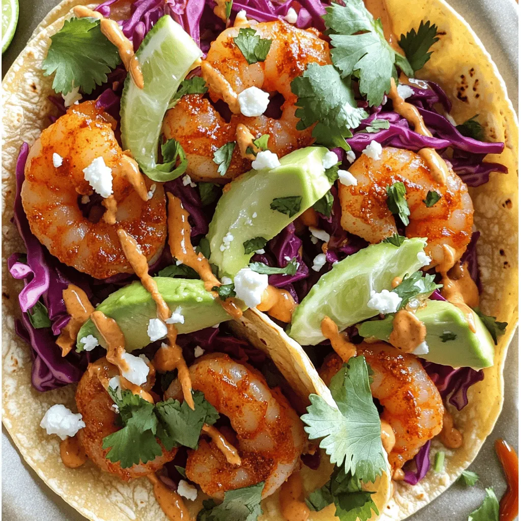 Für die würzigen Garnelen-Tacos brauche ich einige wichtige Zutaten. Diese Zutaten machen meine Tacos besonders lecker. Hier sind sie: - 450 g große Garnelen, geschält und entdarmt - 8 kleine Maistortillas - 1 Tasse rote Kohl, fein gehobelt - 1 Avocado, in Scheiben geschnitten - 1/4 Tasse frischer Koriander, gehackt - 1 Limette, in Spalten geschnitten - 1/2 Tasse zerbröckelter Feta-Käse (optional) Die richtige Marinade ist entscheidend für den Geschmack der Garnelen. Ich benutze folgende Gewürze: - 2 Esslöffel Olivenöl - 1 Teelöffel Chili-Pulver - 1 Teelöffel geräuchertes Paprika-Pulver - 1/2 Teelöffel Cayenne-Pfeffer - 1 Teelöffel Knoblauchpulver - 1/2 Teelöffel Salz - 1/4 Teelöffel schwarzer Pfeffer Diese Gewürze geben den Garnelen einen tollen Kick. Sie sorgen dafür, dass die Tacos scharf und geschmackvoll sind. Zu meinen Garnelen-Tacos gehören auch leckere Beilagen und Toppings. Sie machen die Tacos noch besser. Ich empfehle: - Gehobelten roten Kohl für einen knackigen Biss - Avocado für Cremigkeit - Frischen Koriander für einen aromatischen Touch - Limettenspalten für frische Säure - Zerbröckelten Feta-Käse für zusätzlichen Geschmack (optional) - Scharfe Sauce nach Wahl für den extra Kick Ich finde, dass die Kombination dieser Zutaten die perfekten würzigen Garnelen-Tacos ergibt. Für das vollständige Rezept schaue dir die [Full Recipe] an. Um die Garnelen lecker zu machen, marinierst du sie zuerst. Nimm eine Schüssel und mische das Olivenöl, Chili-Pulver, geräuchertes Paprika-Pulver, Cayenne-Pfeffer, Knoblauchpulver, Salz und schwarzen Pfeffer. Diese Mischung gibt den Garnelen viel Geschmack. Füge die Garnelen in die Schüssel und sorge dafür, dass sie gleichmäßig bedeckt sind. Lass sie 15 bis 20 Minuten marinieren. So nehmen sie die tollen Aromen auf. Jetzt wird es spannend! Erhitze eine Pfanne bei mittlerer bis hoher Hitze. Wenn die Pfanne heiß ist, lege die marinierten Garnelen hinein. Brate sie 2 bis 3 Minuten pro Seite. Die Garnelen sind fertig, wenn sie rosa und undurchsichtig sind. Nimm sie von der Hitze und lass sie kurz ruhen. Während die Garnelen braten, kannst du die Tortillas vorbereiten. Nimm eine separate Pfanne und erwärme die Maistortillas für etwa 30 Sekunden auf jeder Seite. Sie sollten flexibel sein, damit du sie gut füllen kannst. Jetzt kommt der beste Teil! Nimm eine Tortilla und lege einige Garnelen darauf. Füge dann die gehobelten roten Kohl, die Avocadoscheiben und den gehackten Koriander hinzu. Wenn du magst, kannst du auch zerbröckelten Feta-Käse darüber streuen. Zum Schluss serviere die Tacos mit Limettenspalten und scharfer Sauce nach Wahl. So wird jede Taco-Mahlzeit zu einem Genuss! Für mehr Details schau dir das [Full Recipe] an. Die perfekte Garzeit für Garnelen ist entscheidend. Überkochen kann sie zäh machen. Ich empfehle, die Garnelen etwa 2-3 Minuten pro Seite zu braten. Sie sind fertig, wenn sie rosa und undurchsichtig sind. Die Marinade hilft, den Geschmack zu verstärken und die Garzeit zu bestimmen. Achte darauf, die Garnelen nicht zu lange in der Pfanne zu lassen. Um die Tortillas frisch zu halten, erwärme sie kurz vor dem Servieren. Ein paar Sekunden in einer heißen Pfanne reichen aus. Wickel sie in ein sauberes Küchentuch, um die Wärme zu halten. So bleiben sie weich und flexibel. Du kannst auch einen Tortillawärmer verwenden, wenn du viele Tacos machst. Die Präsentation macht viel aus. Arrangiere die Tacos auf einem großen Teller. Garniere sie mit frischen Korianderzweigen und Limettenspalten. Du kannst auch kleine Schalen mit scharfer Sauce bereitstellen. Das macht das Essen interaktiv und spannend. Ein bisschen Feta-Käse oben drauf gibt einen schönen Kontrast. Diese Präsentation wird deine Gäste beeindrucken und sie zum Genießen einladen. {{image_4}} Wenn du Garnelen magst, aber eine vegetarische Option suchst, probiere gebratene Pilze oder Tofu. Diese Zutaten nehmen die Gewürze gut auf. Du kannst sie genauso wie die Garnelen marinieren und braten. Das Ergebnis ist lecker und sättigend. Verwende auch schwarze Bohnen für mehr Protein und Textur. Sie passen gut zu den Tacos. Wenn du es schärfer magst, füge mehr Cayenne-Pfeffer hinzu. Du kannst auch frische Jalapeños oder Serrano-Paprika verwenden. Diese bringen nicht nur Schärfe, sondern auch Geschmack. Ein Hauch von frischem Ingwer oder Limettensaft kann ebenfalls eine spannende Note bringen. Experimentiere mit verschiedenen Gewürzen, um deine perfekte Schärfe zu finden. Denk an regionale Zutaten, um deine Tacos zu verbessern. In Mexiko sind frische Koriander und Limette sehr beliebt. In der Karibik sind tropische Früchte wie Mango oder Ananas großartig. Diese Früchte bringen Frische und Süße. In Südeuropa kannst du Feta-Käse und Oliven hinzufügen. Jede Region hat eigene Aromen, die deine Tacos einzigartig machen. Um die Reste der Garnelen-Tacos gut zu lagern, benutze einen luftdichten Behälter. Lege die Garnelen, Tortillas und Toppings separat hinein. So bleibt alles frisch. Du kannst die Reste bis zu drei Tage im Kühlschrank aufbewahren. Achte darauf, die Tacos nicht gestapelt zu lagern, um ein Durchweichen zu vermeiden. Um die Garnelen-Tacos wieder aufzuwärmen, heize eine Pfanne bei mittlerer Hitze. Lege die Garnelen und Tortillas in die Pfanne. Erhitze sie etwa zwei bis drei Minuten, bis sie warm sind. Du kannst auch die Mikrowelle nutzen. Lege die Tacos auf einen Teller und decke sie leicht ab. Erwärme sie für 30 Sekunden. Prüfe zwischendurch, ob sie warm genug sind. Die frischen Zutaten haben unterschiedliche Haltbarkeiten. Garnelen sind im Kühlschrank zwei bis drei Tage haltbar. Avocados sollten reif und frisch sein. Sie halten sich bei Raumtemperatur etwa zwei bis drei Tage. Roter Kohl bleibt im Kühlschrank eine Woche frisch. Feta-Käse kann bis zu zwei Wochen halten, wenn er richtig lagert. Achte darauf, die Zutaten gut zu überprüfen, bevor du sie verwendest. Wenn du Garnelen nicht magst oder allergisch bist, gibt es tolle Alternativen. Du kannst Hähnchenbrust, Tofu oder sogar Lachs verwenden. Diese Optionen bringen auch guten Geschmack. Achte darauf, die Garzeit entsprechend anzupassen. Hähnchen braucht etwas länger, während Tofu schneller kocht. Um deine Tacos glutenfrei zu machen, wähle glutenfreie Tortillas. Viele Marken bieten diese an. Achte beim Kauf auf die Zutatenliste, um sicherzustellen, dass sie wirklich glutenfrei sind. Außerdem kannst du die Füllung anpassen, um glutenfreie Gewürze zu verwenden. Es gibt viele leckere Beilagen, die gut zu Tacos passen. Einige meiner Favoriten sind: - Reis oder Quinoa für eine sättigende Beilage - Bohnen oder schwarze Bohnen für mehr Protein - Frische Salsa oder Guacamole für zusätzlichen Geschmack - Ein einfacher grüner Salat für einen frischen Crunch Diese Beilagen ergänzen die Tacos perfekt. Für das volle Erlebnis, schau dir das [Full Recipe] an. Würzige Garnelen-Tacos sind einfach zuzubereiten und köstlich. Du hast gelernt, welche Zutaten wichtig sind und wie du die Garnelen perfekt marinierst. Du weißt jetzt, wie man die Tacos assembly und die besten Beilagen auswählt. Denke an die Variationen, um es spannend zu machen. Frische Zutaten und die richtige Lagerung sorgen für besten Genuss. Diese Tacos sind ein Hit bei jedem Essen. Probiere es aus!