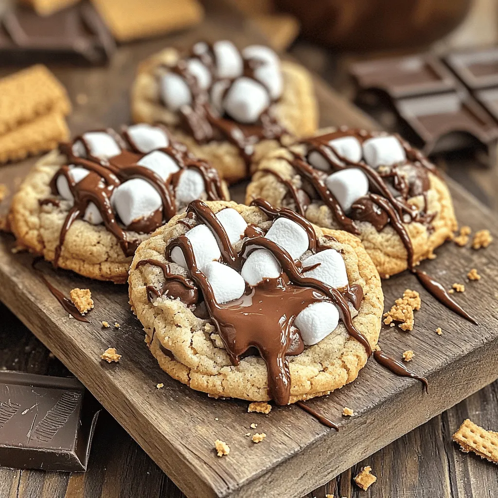 Um die besten S'mores gefüllte Schokoladenkekse zu machen, benötigst du folgende Zutaten: - 1 Tasse ungesalzene Butter, weich - 3/4 Tasse brauner Zucker, fest gepackt - 3/4 Tasse Haushaltszucker - 1 großes Ei - 1 Teelöffel Vanilleextrakt - 2 1/4 Tassen Weizenmehl - 1 Teelöffel Backpulver - 1/2 Teelöffel Salz - 1 Tasse Schokoladenstückchen (halbsemisüß oder Milchschokolade) - 1 Tasse Mini-Marshmallows - 1 Tasse zerbröselte Graham-Cracker Diese Zutaten geben den Keksen ihren einzigartigen S'mores-Geschmack und die perfekte Konsistenz. Der Mix aus Schokolade, Marshmallows und Graham-Crackern macht jeden Bissen besonders. Für die Zubereitung dieser Kekse benötigst du einige wichtige Utensilien: - Große Schüssel - Handmixer oder Gabel - Separate Schüssel für trockene Zutaten - Backblech - Backpapier - Esslöffel und Teelöffel - Kuchengitter Diese Utensilien helfen dir, alles einfach und schnell zuzubereiten. Stelle sicher, dass du alles bereit hast, bevor du anfängst. Falls du bestimmte Zutaten nicht hast, gibt es gute Alternativen: - Butter: Du kannst Margarine verwenden, wenn du keine Butter hast. - Brauner Zucker: Weißer Zucker mit etwas Melasse funktioniert ebenfalls. - Weizenmehl: Eine glutenfreie Mehlmischung ist eine tolle Option für glutenfreie Kekse. - Schokoladenstückchen: Du kannst auch Nüsse oder Trockenfrüchte verwenden, wenn du möchtest. Diese Alternativen helfen dir, die Kekse nach deinem Geschmack anzupassen. So kannst du immer noch leckere S'mores gefüllte Schokoladenkekse machen, egal, was du zur Hand hast. Wenn du die genauen Schritte und Mengen wissen möchtest, schau dir die Full Recipe an. Heize deinen Ofen auf 175°C vor. Lege ein Backblech mit Backpapier aus. Das Backpapier hilft, dass die Kekse nicht kleben. So bleibt die Fläche sauber und die Kekse können leicht herausgenommen werden. Achte darauf, dass der Ofen gut vorgeheizt ist. So werden die Kekse gleichmäßig gebacken. Nehme eine große Schüssel. Gib die weiche Butter, den braunen Zucker und den Haushaltszucker hinein. Rühre sie mit einem Handmixer oder einer Gabel gut durch. Die Mischung sollte leicht und luftig sein. Dann füge das Ei und den Vanilleextrakt hinzu. Rühre alles gründlich, bis es gut vermischt ist. In einer anderen Schüssel vermische das Weizenmehl, das Backpulver und das Salz. Füge die trockenen Zutaten nach und nach zur feuchten Mischung hinzu. Rühre vorsichtig, bis alles zusammenkommt. Du willst einen glatten Teig. Jetzt kommt der beste Teil! Nimm etwa 1,5 Esslöffel des Teigs und drücke ihn flach. Lege 1 Teelöffel Mini-Marshmallows und 1 Esslöffel zerbröselte Graham-Cracker in die Mitte. Umschließe die Füllung mit dem Teig und forme eine Kugel. Platziere die gefüllten Teigkugeln auf dem Backblech. Lass genug Platz zwischen den Keksen, damit sie beim Backen auseinanderlaufen können. Backe die Kekse 10-12 Minuten. Die Ränder sollten goldbraun sein, die Mitte kann etwas weich sein. Lasse die Kekse 5 Minuten auf dem Backblech abkühlen, bevor du sie auf ein Kuchengitter legst. So bleiben sie schön weich und lecker. Du kannst die vollständige Zubereitung im Full Recipe nachlesen. Ein häufiger Fehler ist, die Kekse zu lange zu backen. Wenn die Ränder goldbraun sind, ist es Zeit, sie herauszunehmen. Die Mitte sollte leicht weich bleiben. So bleibt die Füllung schön schmelzend. Ein weiterer Fehler ist das Übermischen des Teigs. Rühren Sie nur so lange, bis alles gut vermischt ist. Zu viel Rühren kann die Kekse hart machen. Um den perfekten Keks zu bekommen, achten Sie auf die richtige Temperatur der Zutaten. Die Butter sollte weich, aber nicht geschmolzen sein. Dies hilft, eine luftige Textur zu erreichen. Nutzen Sie einen Eisportionierer, um gleichmäßige Portionen zu bekommen. So backen die Kekse gleichmäßig und sehen gut aus. Lassen Sie die Kekse nach dem Backen fünf Minuten auf dem Blech abkühlen. Dann legen Sie sie auf ein Kuchengitter. So können sie gleichmäßig abkühlen und bleiben knusprig. Servieren Sie die Kekse warm. Die Füllung ist dann besonders lecker. Für einen besonderen Touch, beträufeln Sie die Kekse mit geschmolzener Schokolade. Für das perfekte Erlebnis empfehle ich, die S'mores gefüllten Schokoladenkekse nach dem [Full Recipe] zu machen. {{image_4}} Wenn du eine glutenfreie Variante machen möchtest, ersetze das Weizenmehl. Nutze einfach glutenfreies Mehl. Du kannst auch eine Mischung aus Mandel- und Kokosmehl verwenden. Diese Mehle bringen einen tollen Geschmack und eine gute Textur. Achte darauf, dass die anderen Zutaten auch glutenfrei sind. So kannst du alle genießen. Du kannst verschiedene Schokoladensorten ausprobieren. Verwende dunkle Schokolade für einen intensiveren Geschmack oder weiße Schokolade für mehr Süße. Aromatisierte Schokolade, wie zum Beispiel mit Minze oder Orange, gibt den Keksen einen besonderen Kick. Mische verschiedene Schokoladensorten für mehr Spaß und Abwechslung. Du wirst überrascht sein, wie gut das schmeckt! Die Füllung ist der beste Teil dieser Kekse. Du kannst auch Erdnussbutter oder Nutella verwenden. Löffle einfach einen Teelöffel davon in die Mitte des Keksteigs. Das gibt den Keksen einen reichen, cremigen Geschmack. Du kannst auch kleine Stücke von Snickers oder anderen Süßigkeiten hinzufügen. So machst du deine Kekse noch spezieller. Lass deiner Kreativität freien Lauf! Um die S'mores gefüllten Schokoladenkekse richtig zu lagern, lege sie in einen luftdichten Behälter. Ein Glasbehälter ist ideal, da er gut schließt und die Kekse frisch hält. Vermeide es, sie in eine Plastiktüte zu legen, da dies die Kekse weich macht. Die Kekse bleiben bei Raumtemperatur etwa eine Woche frisch. Du kannst sie auch einfrieren. Lege die Kekse in einen gefrierfesten Behälter. So halten sie bis zu drei Monate. Achte darauf, dass sie nicht aneinanderkleben. Du kannst sie zwischen Schichten von Backpapier aufbewahren. Um die Kekse frisch zu halten, lege ein Stück Brot in den Behälter. Das Brot gibt Feuchtigkeit ab und hält die Kekse weich. Du kannst auch ein kleines Stück Apfel verwenden, um die Frische zu bewahren. Wenn du die Kekse aufwärmst, leg sie kurz in die Mikrowelle. So werden sie wieder weich und lecker. Für das beste Geschmackserlebnis, genieße sie warm! Das Backen der S'mores gefüllten Schokoladenkekse dauert etwa 10 bis 12 Minuten. Die Ränder werden goldbraun und die Mitte bleibt weich. So bleibt die Füllung perfekt geschmolzen. Achte darauf, dass du die Kekse nicht zu lange im Ofen lässt. Sie sollten leicht unterbacken aussehen, da sie beim Abkühlen noch weiter garen. Ja, du kannst die Kekse im Voraus machen. Du kannst den Teig bis zu 48 Stunden im Kühlschrank aufbewahren. Forme die Kekse und lege sie dann auf ein Backblech. Wenn du bereit bist, sie zu backen, lasse sie etwas Raumtemperatur annehmen. Du kannst die Kekse auch nach dem Backen aufbewahren. Lagere sie in einem luftdichten Behälter für bis zu einer Woche. Fertige S'mores gefüllte Schokoladenkekse findest du in vielen Bäckereien oder Cafés. Einige große Lebensmittelgeschäfte bieten sie ebenfalls an. Oft gibt es auch spezielle Online-Shops, die solche Leckereien versenden. Aber selbstgemacht sind sie oft am besten! Du kannst die S'mores gefüllten Schokoladenkekse ganz einfach nach meinem Full Recipe zubereiten. In diesem Artikel haben wir die besten Zutaten für S'mores gefüllte Kekse besprochen. Ich habe dir gezeigt, wie du den Teig machst und auch, wie du die perfekt gebackenen Kekse erhältst. Wir haben Variationen und Lagerungstipps behandelt, um deine Kekse frisch zu halten. Denke daran, beim Backen geduldig zu sein. Mit diesen Tipps kannst du köstliche Kekse zaubern, die jedem schmecken. Viel Spaß beim Ausprobieren!