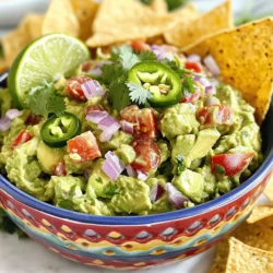 - 3 reife Avocados - Saft von 2 Limetten Die Hauptzutaten sind die Basis für jede gute Guacamole. Die Avocado ist der Star. Sie sorgt für die cremige Textur. Der Limettensaft bringt Frische und Balance. Beide Zutaten sind einfach zu finden und machen den Unterschied. - 1 kleine rote Zwiebel, fein gehackt - 2 Roma-Tomaten, gewürfelt - 1 Jalapeño, minced Zusätzliche Zutaten fügen Geschmack und Textur hinzu. Die rote Zwiebel gibt eine süße Note. Die Roma-Tomaten bringen Saftigkeit und Farbe. Die Jalapeño sorgt für einen kleinen Kick. Du kannst die Schärfe anpassen, je nach Vorliebe. - Salz und Pfeffer nach Geschmack - 1/4 Tasse frischer Koriander, gehackt Die Gewürze sind wichtig für den finalen Geschmack. Salz und Pfeffer heben die Aromen hervor. Der frische Koriander gibt ein tolles Aroma. Ich empfehle, die Gewürze nach und nach hinzuzufügen. So kannst du den perfekten Geschmack finden. Für das vollständige Rezept, schau dir die [Full Recipe] an. - Halbiere die Avocados und entferne den Kern. - Schöpfe das Fruchtfleisch in eine Rührschüssel. Die Avocado ist der Star dieser Guacamole. Wähle reife Avocados. Sie sollten weich sein, aber nicht matschig. Der perfekte Reifegrad macht die Guacamole cremig und lecker. Ich empfehle, eine große Schüssel zu verwenden. So hast du genug Platz zum Mischen. - Zerdrücke die Avocados nach gewünschtem Cremigkeitsgrad. - Füge Zwiebel, Tomaten, Jalapeño und Knoblauch hinzu. Jetzt kommt der spaßige Teil! Zerdrücke die Avocados mit einer Gabel oder einem Kartoffelstampfer. Magst du es glatt oder stückig? Das entscheidest du! Füge dann die rote Zwiebel, die gewürfelten Tomaten, die Jalapeño und den Knoblauch hinzu. Diese Zutaten bringen Farbe und Geschmack. Mische alles gut. So vereinen sich die Aromen. - Presse den Limettensaft darüber und vermenge gut. - Würze mit Salz und Pfeffer, nach Geschmack anpassen. Limettensaft bringt Frische in die Guacamole. Presse ihn über die Mischung und rühre gut um. Jetzt kommt der letzte Schliff: Salz und Pfeffer. Diese Gewürze machen einen großen Unterschied. Probiere die Guacamole und passe den Geschmack an. Lass sie für 15 bis 30 Minuten ruhen. So entfalten sich die Aromen perfekt. Für die vollständige Anleitung und das Rezept, schau dir die [Full Recipe] an. Wenn du die besten Avocados finden willst, achte auf die Reife. Die perfekte Avocado ist weich, aber nicht überreif. Drücke leicht darauf. Wenn sie nachgibt, ist sie bereit. Wenn sie jedoch zu weich ist, dann ist sie überreif. Lagere Avocados bei Raumtemperatur, damit sie reifen. Um den Reifungsprozess zu stoppen, lege sie in den Kühlschrank. Die Präsentation deiner Guacamole ist wichtig. Serviere sie in einer bunten Schüssel. Garniere sie mit frischem Koriander oder einer Limettenscheibe. Du kannst die Guacamole mit Tortilla-Chips oder frischem Gemüse servieren. Das sorgt für ein leckeres Erlebnis. Um den Geschmack deiner Guacamole zu verbessern, lasse sie ruhen. Warte 15 bis 30 Minuten, bevor du sie servierst. So können sich die Aromen gut entfalten. Experimentiere mit zusätzlichen Gewürzen. Probiere etwas Kreuzkümmel oder Paprika für einen neuen Geschmack. Diese kleinen Änderungen machen viel aus. {{image_4}} Eine einfache Möglichkeit, Guacamole zu würzen, ist das Hinzufügen von frischem Koriander. Koriander bringt einen tollen Geschmack. Du kannst auch andere Kräuter wie Petersilie oder Minze ausprobieren. Für mehr Schärfe verwende verschiedene Chilis. Jalapeños sind ideal, aber auch Serrano oder Habanero passen gut. Denke daran, die Menge je nach deinem Geschmack anzupassen. Eine interessante Variante ist, Limettensaft durch Zitronensaft zu ersetzen. Das gibt der Guacamole einen neuen Twist. Du kannst auch andere Gemüse oder Früchte hinzufügen. Paprika, Mango oder sogar Ananas machen die Guacamole fruchtig und süß. Diese Kombinationen sind perfekt für ein Grillfest oder eine Party. Guacamole eignet sich hervorragend für Low-Carb-Gerichte. Verwende sie als Dip für Salate oder als Aufstrich auf Low-Carb-Brot. Eine tolle Kombination ist Guacamole mit Quark oder griechischem Joghurt. Das gibt dir eine cremige Textur und einen leckeren Geschmack. So kannst du die Guacamole noch vielseitiger genießen. Um Guacamole frisch zu halten, lagere sie im Kühlschrank. Verwende einen luftdichten Behälter. Dadurch bleibt die Guacamole länger frisch. Wenn du keinen Behälter hast, kannst du auch Frischhaltefolie verwenden. Lege die Folie direkt auf die Oberfläche der Guacamole. Das verhindert Luftkontakt und Oxidation. Zitronensaft oder Limettensaft sind super Konservierungsmittel. Sie helfen, die frische Farbe zu bewahren. Füge etwas Saft direkt in die Guacamole ein. Wenn du viel Guacamole hast, friere sie ein. Teile sie in Portionen auf und benutze gefrierfeste Beutel oder Behälter. So bleibt der Geschmack gut erhalten. Achte auf die Farbe und den Geruch. Wenn die Guacamole braun wird, ist das ein Zeichen von Oxidation. Ein fauliger Geruch zeigt, dass sie schlecht geworden ist. Du kannst die braunen Stellen abschneiden, wenn nur ein Teil betroffen ist. Um Oxidation zu vermeiden, decke immer die Oberfläche gut ab. So bleibt deine Guacamole frisch und lecker. Guacamole hält sich etwa 1 bis 3 Tage im Kühlschrank. Die Frische hängt von der Lagerung ab. Lagere die Guacamole in einem luftdichten Behälter. Das verhindert, dass Luft eindringt und die Farbe ändert. Ein Trick ist, etwas Limettensaft darüber zu gießen. Der Saft verlangsamt die Oxidation und hält die Farbe schön. Wenn du die Guacamole aufbewahrst, decke sie gut ab. So bleibt sie frisch, und du kannst sie später genießen. Ja, du kannst Guacamole einfrieren. So bleibt sie länger haltbar. Hier ist eine Schritt-für-Schritt-Anleitung zum Einfrieren: 1. Bereite die Guacamole zu wie im Rezept beschrieben. 2. Fülle die Guacamole in einen luftdichten Behälter oder einen Gefrierbeutel. Drücke die Luft heraus. 3. Beschrifte den Behälter mit dem Datum, damit du weißt, wann du sie eingefroren hast. 4. Lege den Behälter ins Gefrierfach. Guacamole kann bis zu 3 Monate eingefroren werden. 5. Zum Auftauen, nimm die Guacamole aus dem Gefrierfach und lasse sie im Kühlschrank auftauen. Rühre sie gut um, bevor du sie servierst. Guacamole passt zu vielen leckeren Gerichten. Hier sind einige Serviervorschläge: - Tortilla-Chips: Die klassische Wahl zum Dippen. - Gemüsesticks: Karotten, Sellerie und Paprika sind frisch und knackig. - Tacos: Verwende Guacamole als Füllung oder Topping. - Sandwiches: Verleihe deinem Sandwich eine cremige Note mit Guacamole. - Salate: Mische Guacamole in deinen Salat für extra Geschmack. Egal, wie du Guacamole servierst, sie wird immer ein Hit sein! Zusammenfassend haben wir die wichtigsten Zutaten und die Schritt-für-Schritt-Anleitung für deine Guacamole besprochen. Du hast gelernt, wie du die perfekten Avocados auswählst und die besten Ergänzungen für den Geschmack findest. Vergiss nicht, kreativ zu sein und mit Variationen zu experimentieren. Mit diesen Tipps wird deine Guacamole sicher frisch und lecker sein. Ich hoffe, du bist bereit, deine eigene Guacamole zu machen und sie mit Freunden zu genießen.