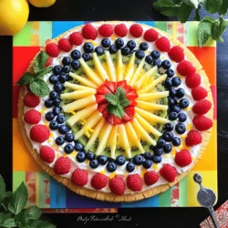 - 1 fertiger Zuckerkeksteig - 240 g Frischkäse, weich - 250 g gemischte frische Beeren Die Basis dieser Fruchtpizza ist ein Zuckerkeksteig. Du kannst ihn fertig kaufen oder selbst machen. Der Frischkäse sorgt für eine cremige Schicht auf dem Keksteig. Die gemischten Beeren bringen frische und Farbe. Du kannst Erdbeeren, Himbeeren und Heidelbeeren verwenden. - 1 reife Kiwi - 1 Banane - Frische Minzblätter Für die Dekoration sind Kiwi und Banane perfekt. Sie bringen zusätzliche Farben und Geschmäcker. Frische Minzblätter geben der Pizza einen tollen Duft. Diese Zutaten helfen, die Regenbogenoptik zu vollenden. - Kalorien pro Portion - Vitamine und Mineralien in den verwendeten Früchten Diese Pizza hat viele Vitamine. Die Beeren sind reich an Antioxidantien. Kiwi und Banane liefern wichtige Mineralien. Eine Portion hat etwa 200 Kalorien. Das macht die Fruchtpizza zu einem leckeren und gesunden Snack. Sie ist perfekt für Feste oder als süße Belohnung. Heize deinen Ofen auf 175 °C vor. Nimm den Zuckerkeksteig und rolle ihn auf einem Backblech aus, das du vorher mit Backpapier ausgelegt hast. Mache einen großen Kreis, etwa 1,5 cm dick. Backe den Keksteig für 10 bis 12 Minuten. Achte darauf, dass er leicht goldbraun wird. Lass den Keksteig dann vollständig auf einem Kuchengitter abkühlen. So bleibt er knusprig und lecker. Für die Frischkäse-Schicht benötigst du: - 240 g weichen Frischkäse - 60 g Puderzucker - 1 Teelöffel Vanilleextrakt Gib alle Zutaten in eine Rührschüssel. Verwende einen Handmixer oder einen Schneebesen, um die Mischung glatt und cremig zu schlagen. Achte darauf, dass keine Klumpen bleiben. Sobald der Keksteig abgekühlt ist, verteile die cremige Frischkäsemasse gleichmäßig über die Oberfläche. Jetzt kommt der kreative Teil! Arrange die gemischten Beeren, die Kiwi-, Banane- und Ananasstücke in einer schönen Regenbogenform auf der Frischkäse-Schicht. Das sieht nicht nur toll aus, sondern schmeckt auch frisch und fruchtig. Tipp: Streue etwas abgeriebene Zitronenschale über die Früchte. Das gibt einen tollen Akzent und sorgt für eine frische Note. Optional kannst du die Pizza für 30 Minuten in den Kühlschrank stellen, damit sich die Aromen entfalten. Das ist die Schritt-für-Schritt-Anleitung, um deine Regenbogen-Fruchtpizza zuzubereiten. Für das komplette Rezept, schau dir die [Full Recipe] an. Achte beim Backen genau auf die Zeit. Der Zuckerkeksteig braucht etwa 10-12 Minuten. Überwache den Garvorgang durch einen Blick in den Ofen. Die Pizza ist perfekt, wenn sie leicht goldbraun ist. Die Konsistenz sollte fest, aber nicht hart sein. Nutze saisonale Früchte für frische Aromen. Im Sommer sind Erdbeeren und Himbeeren toll. Im Winter kann man auf Äpfel und Orangen zurückgreifen. Berücksichtige Allergien und Unverträglichkeiten bei der Auswahl. Eine gute Idee ist, die Früchte vorher zu waschen und zu schneiden. Präsentiere die Regenbogen-Fruchtpizza auf einem bunten Holzbrett. Schneide die Pizza in Spalten für eine einfache Portionierung. Verziere die Pizza mit essbaren Blumen für einen schönen Look. Minzblätter sind auch eine großartige Idee zur Dekoration. Sei kreativ und denke an verschiedene Farben und Formen. Für die genaue Zubereitung, schau dir das Full Recipe an. {{image_4}} Um eine vegane Variante zu machen, benutzen Sie pflanzliche Alternativen. Statt Frischkäse verwenden Sie veganen Frischkäse. Dieser hat oft einen ähnlichen Geschmack und eine ähnliche Konsistenz. Auch eine Mischung aus pürierten Cashews kann eine tolle Wahl sein. Für den Teig können Sie glutenfreies Mehl verwenden. Mischen Sie es mit pflanzlicher Butter und einem Ei-Ersatz. So bleibt die Pizza lecker und farbenfroh. Wenn Sie Schokolade lieben, fügen Sie einfach Schokoladensoße hinzu. Diese können Sie über die Frischkäse-Schicht träufeln. Alternativ können Sie auch Schokoladenstückchen verwenden. Diese können Sie direkt auf die Früchte streuen. Die Kombination aus fruchtiger Süße und Schokolade ist köstlich. Sie können auch verschiedene Geschmäcker kombinieren. Probieren Sie z.B. Erdbeeren mit dunkler Schokolade oder Banane mit Milchschokolade. Für eine kleine Portion können Sie Mini-Fruchtpizzas machen. Verwenden Sie kleine Kekse oder ausgerollten Teig. Stechen Sie mit Keksformen kleine Kreise aus. Dies ist perfekt für Kinder oder als Snack. Die Zubereitung bleibt gleich, aber die Präsentation wird süß und einladend. Sie können die Mini-Pizzas auch bunt dekorieren. So macht es Spaß, sie zu essen und zu teilen. Um deine Regenbogen-Fruchtpizza frisch zu halten, lege sie in den Kühlschrank. Der Kühlschrank ist der beste Ort, um sie kühl zu halten. Verwende Frischhaltefolie oder einen luftdichten Behälter. So bleibt die Pizza saftig und die Farben leuchtend. Achte darauf, dass die Pizza gut eingepackt ist, um Gerüche zu vermeiden. Die ideale Lagerzeit für die Regenbogen-Fruchtpizza beträgt etwa 2 bis 3 Tage. Nach dieser Zeit kann die Frucht ihre Frische verlieren. Achte auf Anzeichen für Verderb. Wenn die Früchte matschig werden oder die Creme einen unangenehmen Geruch hat, ist es besser, sie nicht mehr zu essen. Wenn du Reste hast, kannst du kreativ werden. Verwende die übrig gebliebenen Früchte für Smoothies oder Frühstücks-Bowls. Du kannst auch die Frischkäsemasse als Brotaufstrich nutzen. Eine weitere Idee ist, die Reste in Muffinformen zu füllen und kleine Fruchtpizzas zu backen. So genießt du die Farben und den Geschmack noch einmal. Die Regenbogen-Fruchtpizza hält sich gut im Kühlschrank. Sie bleibt frisch für 2 bis 3 Tage. Lagern Sie sie in einem luftdichten Behälter. Dies hilft, die Aromen zu bewahren. Die ideale Temperatur ist unter 5 °C. Achten Sie darauf, dass keine anderen stark riechenden Lebensmittel in der Nähe sind. So bleibt der Geschmack klar und frisch. Ja, Sie können den Zuckerkeksteig selbst machen! Ein einfaches Rezept ist schnell zubereitet. Mischen Sie 200 g Mehl, 100 g Zucker, 1 Ei, 100 g Butter und eine Prise Salz. Kneten Sie den Teig gut durch und lassen Sie ihn 30 Minuten im Kühlschrank ruhen. Danach können Sie ihn ausrollen und backen. So haben Sie einen frischen Teig für Ihre Regenbogen-Fruchtpizza. Für die Regenbogen-Fruchtpizza sind verschiedene Früchte ideal. Hier sind einige meiner Favoriten: - Erdbeeren - Heidelbeeren - Himbeeren - Kiwi - Banane - Ananas Diese Früchte bringen Farbe und Geschmack. Sie sind süß und frisch. Fühlen Sie sich frei, auch saisonale Früchte zu verwenden. So bleibt die Pizza abwechslungsreich und lecker. Ja, es gibt glutenfreie Alternativen. Verwenden Sie glutenfreies Mehl für den Teig. Es gibt auch fertige glutenfreie Zuckerkeksteige. Achten Sie beim Kauf auf die Zutatenliste. So vermeiden Sie Gluten. Auch die Frischkäse-Mischung ist meist glutenfrei. So können alle die Regenbogen-Fruchtpizza genießen! Die Regenbogen-Fruchtpizza ist einfach und macht großen Spaß. Mit einem Zuckerkeksteig, Frischkäse und frischen Früchten kannst du eine bunte Delikatesse zaubern. Du hast gelernt, wie man die Pizza zubereitet und Ideen für Variationen gesammelt. Egal, ob vegan oder schokoladig, die Möglichkeiten sind vielfältig. Denke daran, die Pizza kühl zu lagern und Reste kreativ zu nutzen. Jetzt bist du bereit, Spaß in der Küche zu haben und deine Familie oder Freunde zu beeindrucken!