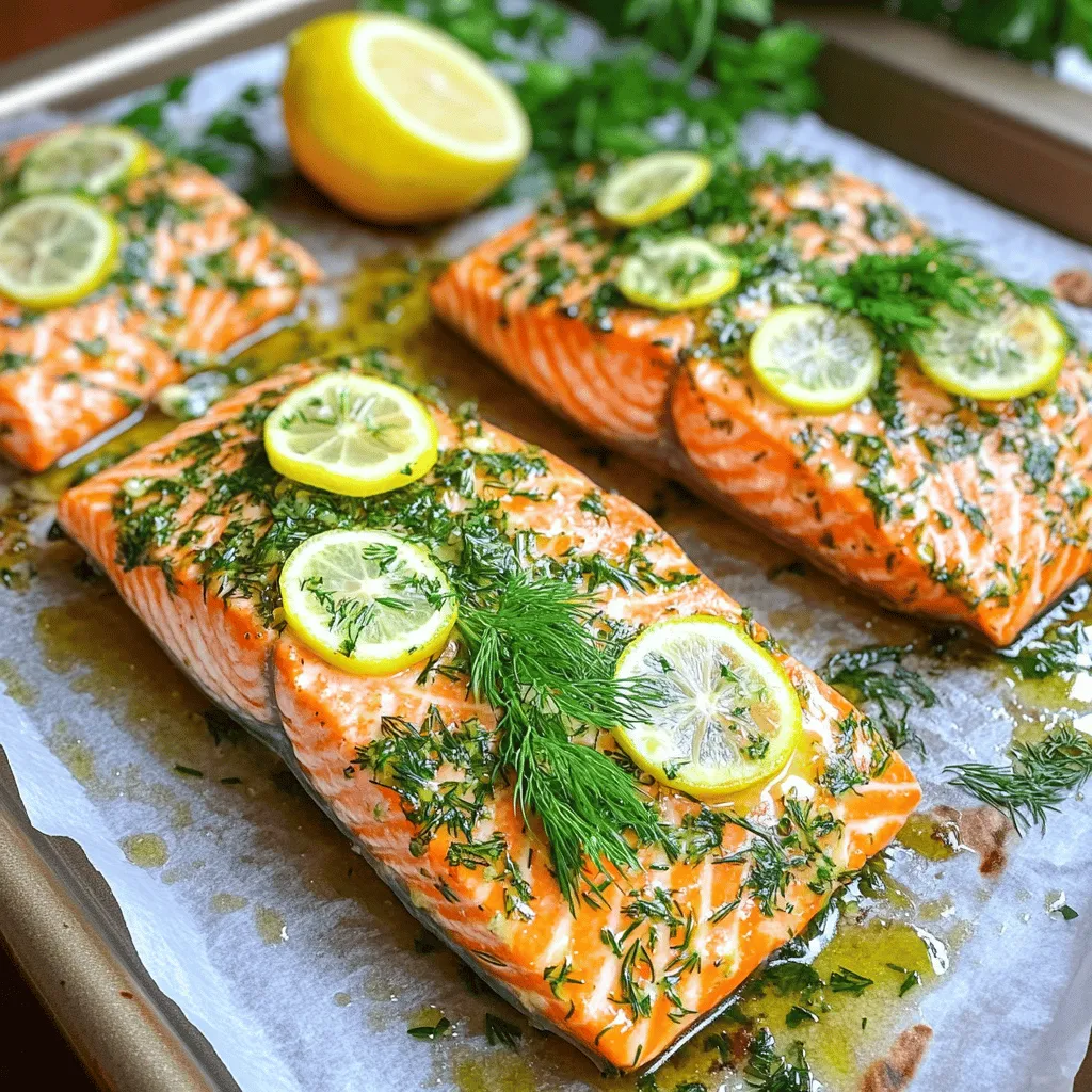 Für dieses Rezept brauchen Sie einige einfache, frische Zutaten. Hier ist die Liste: - 4 Lachsfilets (je etwa 170 Gramm) - 4 Esslöffel Olivenöl - 4 Knoblauchzehen, fein gehackt - 2 Esslöffel frische Petersilie, gehackt - 1 Esslöffel frischer Dill, gehackt - 1 Esslöffel frische Thymianblätter - 1 Zitrone, abgerieben und ausgepresst - Salz und frisch gemahlener schwarzer Pfeffer nach Geschmack Ich empfehle, frische Zutaten zu verwenden. Frische Kräuter und Lachs haben einen besseren Geschmack. Wenn Sie saisonale Kräuter nutzen, steigert das die Qualität des Gerichts. Im Frühling sind frische Kräuter wie Bärlauch und Estragon toll. Im Sommer ist Basilikum eine gute Wahl. Im Herbst und Winter sind Thymian und Rosmarin ideal. Sie bringen Wärme und Tiefe in das Gericht. Manchmal sind frische Kräuter nicht verfügbar. In diesem Fall können Sie getrocknete Kräuter verwenden. Sie sind eine gute Alternative, haben aber einen stärkeren Geschmack. Verwenden Sie etwa ein Drittel der Menge. Zum Beispiel, anstelle von 2 Esslöffeln frischer Petersilie können Sie 1 Esslöffel getrocknete Petersilie nehmen. Denken Sie daran, die Kräuter mit dem Olivenöl zu vermischen. So können sie ihren Geschmack besser entfalten. Für mehr Details und eine komplette Anleitung schauen Sie sich das [Full Recipe] an. Zuerst heizt du den Ofen auf 200°C vor. Das ist wichtig, damit der Lachs gleichmäßig gart. Nimm ein Backblech und lege es mit Backpapier aus. Das hilft, den Lachs nicht festzukleben. Jetzt kommt die spannende Mischung! In einer kleinen Schüssel vermischst du 4 Esslöffel Olivenöl mit 4 fein gehackten Knoblauchzehen. Füge 2 Esslöffel frische, gehackte Petersilie hinzu, gefolgt von 1 Esslöffel frischem Dill und 1 Esslöffel frischem Thymian. Dann reibe eine Zitrone und presse ihren Saft aus. Das gibt deinem Lachs einen frischen Geschmack. Mische alles gut und würze die Mischung mit Salz und schwarzem Pfeffer. Diese Kräuter-Mischung macht den Lachs besonders lecker. Jetzt legst du die Lachsfilets mit der Hautseite nach unten auf das Backblech. Verteile die Kräuter-Mischung gleichmäßig über jedes Filet. Achte darauf, dass jedes Stück gut bedeckt ist. Backe den Lachs für 15 bis 20 Minuten im Ofen. Die genaue Zeit hängt von der Dicke der Filets ab. Der Lachs sollte eine Innentemperatur von 62°C erreichen. Er ist perfekt, wenn er sich leicht mit einer Gabel zerteilen lässt. Um sicherzustellen, dass der Lachs gar ist, kannst du ein Küchenthermometer benutzen. Stecke es in die dickste Stelle des Filets. Wenn es 62°C zeigt, ist der Lachs bereit. Alternativ kannst du mit einer Gabel vorsichtig in das Filet stechen. Wenn es flockig aussieht und nicht mehr roh ist, ist es fertig. Lass den Lachs nach dem Backen ein paar Minuten ruhen. So bleibt er saftig und zart. Für das vollständige Rezept, schau dir den Abschnitt "Full Recipe" an. Die perfekte Garzeit für Lachs liegt zwischen 15 und 20 Minuten. Die genaue Zeit hängt von der Dicke der Filets ab. Ein dickeres Stück braucht länger. Um sicher zu sein, teste den Lachs mit einer Gabel. Wenn er sich leicht teilen lässt, ist er fertig. Die Innentemperatur sollte 62°C (145°F) erreichen. Verwende ein Fleischthermometer für beste Ergebnisse. Das Anrichten ist wichtig. Serviere den Lachs auf einem schönen Teller. Garniere ihn mit einer Zitronenscheibe und frischen Kräutern. Das sieht nicht nur gut aus, sondern bringt auch frischen Geschmack. Kombiniere den Lachs mit geröstetem Gemüse oder einem leichten Salat. So hast du ein tolles, ausgewogenes Gericht. Ein häufiger Fehler ist, den Lachs zu lange zu backen. Das macht ihn trocken. Achte auch darauf, die Kräuter gut zu verteilen. Wenn du nicht genug verwendest, fehlt der Geschmack. Zu viel Salz kann auch den Genuss mindern. Taste die Mischung vor dem Gießen ab. Wenn du diese Fehler vermeidest, wird dein Knoblauch-Kräuter-Röstlachs perfekt. Für das komplette Rezept und mehr Details, schau dir den [Full Recipe] an. {{image_4}} Für den Knoblauch-Kräuter-Röstlachs kann man unterschiedliche Lachsarten verwenden. Du kannst auch Lachs mit Haut oder ohne wählen. Wenn du einen anderen Fisch ausprobieren möchtest, nimm Forelle oder Heilbutt. Diese Fische haben einen ähnlichen Geschmack und eine gute Konsistenz. Du kannst auch die Zubereitung verändern. Probiere den Lachs auf dem Grill oder in einer Pfanne. Das gibt dem Fisch ein anderes Aroma. Ein leckeres Gericht braucht die richtigen Beilagen. Geröstetes Gemüse passt gut dazu. Du kannst Karotten, Zucchini oder Paprika verwenden. Ein frischer Salat mit Rucola und Tomaten ergänzt den Geschmack. Auch ein cremiger Kartoffelbrei ist eine tolle Wahl. Wenn du etwas mehr Farbe willst, füge Avocado oder Granatapfelkerne hinzu. Diese Beilagen machen dein Essen noch ansprechender. Die Kräuter-Mischung für den Lachs ist vielseitig. Du kannst die Kräuter nach deinem Geschmack anpassen. Probiere Basilikum oder Oregano für eine italienische Note. Für eine asiatische Variante kannst du Ingwer und Sojasauce hinzufügen. Ein Spritzer Honig oder Senf kann dem Gericht eine süße oder scharfe Note geben. So wird der Knoblauch-Kräuter-Röstlachs noch interessanter. Für das vollständige Rezept, schaue dir die [Full Recipe] an. Wenn Sie Röstlachs übrig haben, bewahren Sie ihn richtig auf. Lassen Sie den Lachs zuerst auf Raumtemperatur abkühlen. Wickeln Sie ihn dann in Frischhaltefolie oder legen Sie ihn in einen luftdichten Behälter. So bleibt der Lachs frisch. Im Kühlschrank kann er bis zu drei Tage lang halten. Stellen Sie sicher, dass der Behälter gut verschlossen ist. So vermeiden Sie, dass andere Gerüche in den Lachs eindringen. Wenn Sie den Lachs länger aufbewahren möchten, können Sie ihn einfrieren. Wickeln Sie die Lachsfilets gut in Frischhaltefolie ein. Sie können auch Gefrierbeutel nutzen. Achten Sie darauf, die Luft so gut wie möglich herauszudrücken. So bleibt der Lachs bis zu drei Monate frisch. Zum Auftauen legen Sie den Lachs einfach in den Kühlschrank. So bleibt er saftig und lecker. Die Reste von Knoblauch-Kräuter-Röstlachs sind vielseitig einsetzbar. Sie können sie in einem Salat verwenden oder auf einem Sandwich genießen. Ich empfehle, den Lachs in kleine Stücke zu schneiden und in einem Omelett zu servieren. Er passt auch gut zu Pasta oder in einer Quiche. Lassen Sie Ihrer Kreativität freien Lauf und probieren Sie neue Kombinationen. Backen Sie den Lachs für 15-20 Minuten. Die genaue Zeit hängt von der Dicke der Filets ab. Ein guter Test ist, wenn sich der Lachs leicht mit einer Gabel zerteilen lässt. Die Innentemperatur sollte 62°C (145°F) erreichen. Dann ist der Lachs perfekt gegart und saftig. Ja, Sie können frische Kräuter durch getrocknete ersetzen. Verwenden Sie etwa ein Drittel der Menge getrockneter Kräuter. Der Geschmack wird intensiver, also passen Sie die Menge an. Frische Kräuter bringen mehr Aroma, aber getrocknete sind eine gute Alternative. Lachs ist reich an Omega-3-Fettsäuren. Diese Fette fördern die Gesundheit des Herzens. Lachs enthält auch viel Eiweiß, was wichtig für den Muskelaufbau ist. Außerdem ist Lachs eine gute Quelle für Vitamine. Vitamin D unterstützt das Immunsystem und hilft, starke Knochen zu erhalten. Dieser Blogbeitrag bietet einen klaren Überblick über die Zubereitung von Knoblauch-Kräuter-Röstlachs. Wir haben wichtige Zutaten, eine einfache Anleitung, nützliche Tipps und kreative Variationen diskutiert. Frische Zutaten machen einen großen Unterschied, und ich hoffe, die Tipps helfen Ihnen, Fehler zu vermeiden. Denken Sie daran, dass auch Reste lecker sein können, wenn Sie kreativ sind. Kochen soll Spaß machen, also experimentieren Sie und genießen Sie Ihr Gericht!