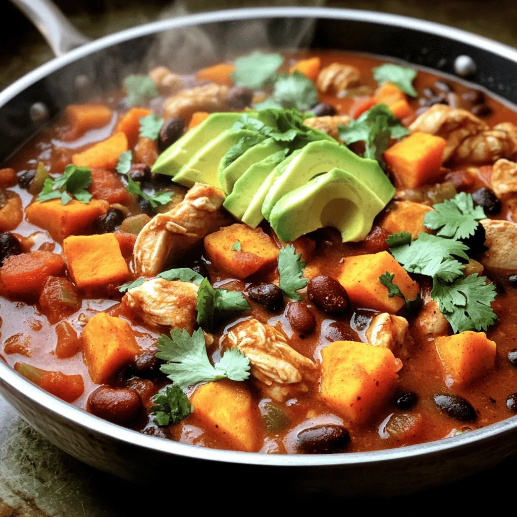 Für ein köstliches Slow Cooker Chicken Chili brauche ich einige frische und einfache Zutaten. Diese Hauptzutaten verleihen dem Gericht seinen tollen Geschmack. - 450 g gewürfelte, entbeinte Hähnchenschenkel (ohne Haut) - 1 große Süßkartoffel, geschält und gewürfelt - 1 Dose (425 g) schwarze Bohnen, abgespült und abgetropft - 1 Dose (425 g) Kidneybohnen, abgespült und abgetropft - 1 Dose (800 g) gewürfelte Tomaten, ungesiebt - 1 Zwiebel, fein gehackt - 2 Knoblauchzehen, gehackt - 1 grüne Paprika, gewürfelt - 1 Jalapeño, entkernt und fein gehackt - 500 ml Hühnerbrühe Ich finde, die Kombination aus Hühnchen und Süßkartoffeln sorgt für eine schöne Balance zwischen herzhaft und süß. Die Bohnen geben zudem eine tolle Textur. Die Gewürze bringen das Chili zum Leben. Sie geben dem Gericht Tiefe und Geschmack. Hier sind die wichtigsten: - 2 Esslöffel Chilipulver - 1 Teelöffel Kreuzkümmel - 1 Teelöffel geräuchertes Paprikapulver - Salz und Pfeffer nach Geschmack Chilipulver sorgt für den richtigen Kick. Kreuzkümmel fügt eine erdige Note hinzu. Geräuchertes Paprikapulver bringt ein rauchiges Aroma, das ich sehr schätze. Frische Beigaben machen das Chili noch besser. Sie fügen Farbe und Geschmack hinzu. Hier sind einige Ideen: - Frischer Koriander, gehackt (zum Garnieren) - Avocadoscheiben (zum Servieren) Ich empfehle, frischen Koriander darüber zu streuen. Das gibt dem Gericht einen frischen Geschmack. Avocadoscheiben sind eine tolle Ergänzung für Cremigkeit. Wer mehr Kick mag, kann auch etwas Limettensaft hinzufügen. Wenn du mehr über das Rezept erfahren möchtest, schau dir das Full Recipe an. Zuerst sammeln wir alle Zutaten. Das macht das Kochen einfacher und schneller. Hier ist, was du brauchst: - 450 g gewürfelte, entbeinte Hähnchenschenkel (ohne Haut) - 1 große Süßkartoffel, geschält und gewürfelt - 1 Dose (425 g) schwarze Bohnen, abgespült und abgetropft - 1 Dose (425 g) Kidneybohnen, abgespült und abgetropft - 1 Dose (800 g) gewürfelte Tomaten, ungesiebt - 1 Zwiebel, fein gehackt - 2 Knoblauchzehen, gehackt - 1 grüne Paprika, gewürfelt - 1 Jalapeño, entkernt und fein gehackt - 2 Esslöffel Chilipulver - 1 Teelöffel Kreuzkümmel - 1 Teelöffel geräuchertes Paprikapulver - Salz und Pfeffer nach Geschmack - 500 ml Hühnerbrühe - 2 Esslöffel Olivenöl - Frischer Koriander, gehackt (zum Garnieren) - Avocadoscheiben (zum Servieren) Zuerst schäle die Süßkartoffel. Dann würfel sie in kleine Stücke. Hacke die Zwiebel und den Knoblauch. Das gibt einen tollen Geschmack. Jetzt geht es an den Slow Cooker. Zuerst erhitze das Olivenöl in einer großen Pfanne. Füge die Zwiebel hinzu und brate sie. Nach 3-4 Minuten ist sie schön weich. Dann kommt der Knoblauch, die grüne Paprika und die Jalapeño dazu. Brate alles weitere 2-3 Minuten an. Jetzt ist es Zeit, alles in den Slow Cooker zu geben. Füge die angebratenen Gemüse, das Hähnchen, die Süßkartoffel, die Bohnen und die gewürfelten Tomaten hinzu. Gieße die Hühnerbrühe darüber. Streue die Gewürze wie Chilipulver, Kreuzkümmel, geräuchertes Paprikapulver, Salz und Pfeffer hinein. Rühre gut um, damit alles gleichmäßig verteilt ist. Setze den Deckel auf den Slow Cooker. Garen kannst du entweder auf niedriger Stufe für 6-8 Stunden oder auf hoher Stufe für 3-4 Stunden. Das Hähnchen soll schön zart sein und die Süßkartoffeln weich. Um das beste Ergebnis zu erzielen, achte darauf, die Zutaten gleichmäßig zu schneiden. So garen sie gleichmäßig. Wenn du das Chili vor dem Servieren mit zwei Gabeln zerzupfst, wird es noch besser. Rühre dann alles gut durch. Probiere auch, die Gewürze nach deinem Geschmack anzupassen. Magst du es schärfer? Füge mehr Jalapeños hinzu. Wenn du etwas Süßes magst, kannst du einen Spritzer Honig verwenden. Sobald alles gut durchgegart ist, serviere das Chili heiß. Garniere es mit frischem Koriander und Avocadoscheiben. Du kannst das Rezept in der [Full Recipe] sehen, um alle Details zu überprüfen. Beim Kochen kann es leicht zu Fehlern kommen. Ein häufiger Fehler ist, die Zutaten nicht richtig vorzubereiten. Schneide das Gemüse gleichmäßig, damit es gleichmäßig gart. Achte auch darauf, die Bohnen gut abzuspülen. Das hilft, den Geschmack zu verbessern. Ein anderer Fehler ist, zu viel Wasser hinzuzufügen. Du willst, dass das Chili reichhaltig und nicht wässrig ist. Halte dich an die Mengenangaben im Rezept. Jeder hat einen anderen Geschmack. Wenn du es schärfer magst, füge mehr Jalapeños hinzu. Du kannst auch frische Chilis verwenden. Für einen süßeren Geschmack kannst du mehr Süßkartoffeln oder eine Prise Zucker hinzufügen. Probiere auch verschiedene Gewürze aus, wie Oregano oder Thymian. Das gibt dem Chili eine neue Note. Bereite die Zutaten einen Tag im Voraus vor. Schneide das Gemüse und lagere es in einem luftdichten Behälter. Du kannst auch das Hähnchen vorab würzen. Das gibt den Aromen Zeit, sich zu entfalten. Wenn du wenig Zeit hast, kannst du alles am Morgen in den Slow Cooker geben. Auf diese Weise ist das Essen bereit, wenn du nach Hause kommst. Weitere Tipps findest du im Full Recipe. {{image_4}} Wenn du das Chili ohne Fleisch zubereiten möchtest, ist das leicht. Ersetze einfach das Hähnchen durch Kichererbsen oder Tofu. Diese Zutaten fügen Protein hinzu und machen das Gericht sättigend. Du kannst eine Dose Kichererbsen verwenden oder frischen Tofu, den du vorher anbrätst. Die anderen Zutaten bleiben gleich. So erhältst du ein köstliches vegetarisches Chili, das alle lieben werden. Möchtest du dein Chili etwas schärfer machen? Füge mehr Jalapeños oder frische Chili hinzu. Du kannst auch verschiedene Sorten ausprobieren, wie Serrano oder Habanero. Zerhacke sie fein und füge sie zusammen mit der Zwiebel in den Slow Cooker. Dies gibt deinem Chili einen zusätzlichen Kick. Achte darauf, die Schärfe zu prüfen, bevor du mehr hinzufügst. Jeder hat einen anderen Geschmack! Das Tolle an diesem Rezept ist, dass du die Gemüse nach deinem Geschmack ändern kannst. Füge Zucchini, Mais oder Karotten hinzu. Diese Gemüsesorten bringen neue Texturen und Aromen in dein Chili. Du kannst auch gefrorenes Gemüse verwenden, wenn du keinen frischen hast. Es macht das Kochen noch einfacher und schneller. Experimentiere mit verschiedenen Kombinationen, um dein perfektes Chili zu finden. Du kannst dein Chili in einem luftdichten Behälter aufbewahren. Lagere es im Kühlschrank. Es bleibt dort bis zu 3-4 Tage frisch. Achte darauf, das Chili gut abkühlen zu lassen, bevor du es in den Kühlschrank stellst. So vermeidest du einen Temperaturanstieg im Kühlschrank. Wenn du mehr Reste hast, ist das Einfrieren eine gute Idee. Fülle das Chili in gefriergeeignete Behälter oder Beutel. Achte darauf, etwas Platz zu lassen, da sich Flüssigkeiten beim Einfrieren ausdehnen. Im Gefrierfach hält dein Chili bis zu 3 Monate. Beschrifte die Behälter mit dem Datum, damit du den Überblick behältst. Zum Aufwärmen nimm das Chili aus dem Kühlschrank oder Gefrierfach. Bei Kühlschrank-Chili kannst du es direkt in einem Topf erhitzen. Rühre es gut um, damit es gleichmäßig warm wird. Bei gefrorenem Chili solltest du es zuerst im Kühlschrank auftauen. Danach kannst du es wie gewohnt erhitzen. Für einen extra Kick kannst du frische Kräuter oder einen Spritzer Limettensaft hinzufügen. Das Chili bleibt im Kühlschrank etwa 3 bis 4 Tage frisch. Achte darauf, es in einem luftdichten Behälter zu lagern. Wenn du es länger aufbewahren möchtest, friere es einfach ein. Im Gefrierschrank hält es bis zu 3 Monate. So hast du immer eine schnelle Mahlzeit zur Hand. Ja, du kannst frische oder gefrorene Zutaten verwenden. Frische Süßkartoffeln und Gemüse bringen tollen Geschmack. Gefrorenes Gemüse ist auch eine gute Wahl. Es spart Zeit und bleibt lange frisch. Achte darauf, gefrorenes Gemüse vorher leicht aufzutauen, bevor du es in den Slow Cooker gibst. Es gibt viele leckere Beilagen, die gut zu diesem Chili passen. Hier sind einige Ideen: - Knuspriges Brot zum Dippen - Reis oder Quinoa für extra Füllung - Ein frischer Salat für einen gesunden Crunch - Avocadoscheiben für cremige Frische Probiere verschiedene Beilagen aus und finde heraus, was dir am besten schmeckt. In diesem Artikel haben wir die besten Zutaten für Slow Cooker Chicken Chili besprochen. Du weißt jetzt, wie du die Hauptzutaten, Gewürze und frische Beigaben auswählst. Außerdem hast du Schritt-für-Schritt-Anleitungen zum Kochen bekommen und Tipps erlebt, um Fehler zu vermeiden. Du kannst Variationen ausprobieren und Reste richtig lagern. Nutze all diese Informationen, um dein Chili zu perfektionieren. Mit diesen Tipps wird jedes Gericht ein Hit in deiner Küche!
