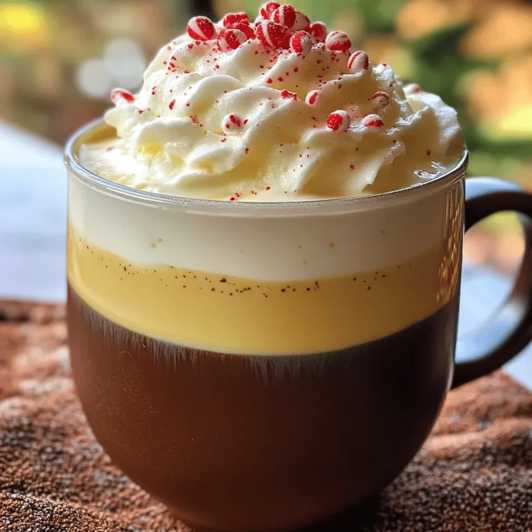 - 1 Tasse frisch gebrühter starker Kaffee oder Espresso - 1 Tasse Milch (Kuhmilch oder pflanzliche Alternative) - 2 Esslöffel weiße Schokoladenstückchen - 2 Esslöffel Pfefferminzsyrup (gekauft oder hausgemacht) - Schlagsahne (zum Garnieren) - Zerschlagene Pfefferminzbonbons (zur Dekoration) - Kakaopulver (zum Bestäuben, optional) Um die perfekte Weiße Schokolade Pfefferminz-Mocha zu machen, benötigst du frische und hochwertige Zutaten. Beginne mit einer Tasse starkem Kaffee oder Espresso. Dies gibt deinem Getränk die nötige Tiefe. Die Milch sorgt für eine cremige Textur. Du kannst Kuhmilch verwenden oder eine pflanzliche Alternative wählen, je nach deinem Geschmack. Die weißen Schokoladenstückchen sind der Star in diesem Rezept. Sie bringen eine süße und reichhaltige Note. Der Pfefferminzsyrup gibt deinem Drink das besondere Aroma. Du kannst ihn im Laden kaufen oder selbst machen. Für die Garnierung sind Schlagsahne und zerschlagene Pfefferminzbonbons ideal. Sie machen das Getränk festlich und lecker. Ein Hauch von Kakaopulver oben drauf sorgt für den letzten Schliff. Diese Zutaten kombinieren sich, um ein köstliches und warmes Getränk zu schaffen, das perfekt für die kalte Jahreszeit ist. Wenn du mehr über die Zubereitung erfahren möchtest, schau dir das vollständige Rezept an. Beginne mit der Zubereitung deines starken Kaffees oder Espressos. Ich empfehle, eine Tasse frisch gebrühten Kaffee zu verwenden. Der starke Geschmack gibt deinem Getränk den richtigen Kick. Stelle ihn dann beiseite, während du die anderen Schritte machst. Nehme einen kleinen Topf. Gib die Milch und die weißen Schokoladenstückchen hinein. Erhitze die Mischung bei mittlerer Hitze. Rühre ständig um, bis die Schokolade vollständig geschmolzen ist. Achte darauf, dass die Mischung warm ist, aber nicht kocht. Das sorgt für eine tolle Textur. Jetzt kommt der spaßige Teil! Füge den Pfefferminzsyrup zur Schokoladen-Milch-Mischung hinzu. Rühre gut um, damit sich alles gut vermischt. Gieße den gebrühten Kaffee in eine große Tasse. Gieße dann die weiße Schokolade-Pfefferminz-Milch-Mischung darüber. Rühre sanft um, um die Aromen zu verbinden. Setze einen großzügigen Klecks Schlagsahne darauf. Streue die zerschlagenen Pfefferminzbonbons darüber für eine festliche Note. Wenn du magst, bestäube die Schlagsahne mit etwas Kakaopulver. Für die vollständige Anleitung und die Zutaten, schau dir das [Full Recipe] an. Um die perfekte Konsistenz zu bekommen, achten Sie darauf, die Milch richtig zu erhitzen. Stellen Sie den Herd auf mittlere Hitze. Rühren Sie die Milch ständig um. So verhindern Sie, dass die Milch überkocht oder anbrennt. Wenn die Mischung warm ist und die Schokolade geschmolzen ist, sind Sie bereit für den nächsten Schritt. Der Geschmack Ihres Weißen Schokolade Pfefferminz-Mocha wird besser, wenn Sie hochwertigen Pfefferminzsyrup verwenden. Guter Sirup bringt die frische Pfefferminze hervor. Achten Sie auf die Zutatenliste. Je weniger künstliche Aromen, desto besser. Sie können auch selbst Sirup machen, wenn Sie Zeit haben. So haben Sie die volle Kontrolle über den Geschmack. Möchten Sie mehr Süße? Fügen Sie nach Belieben zusätzliche süße Zutaten hinzu. Das können Vanilleextrakt oder Karamellsirup sein. Wenn Sie es weniger süß mögen, reduzieren Sie die Schokoladenstückchen. So können Sie die Balance genau nach Ihrem Geschmack anpassen. Jeder Schluck wird so noch besser. Für das vollständige Rezept schauen Sie bitte hier: [Full Recipe]. {{image_4}} Wenn Sie eine milchfreie Version machen möchten, gibt es viele tolle Optionen. Sie können Hafermilch, Mandelmilch oder Kokosmilch verwenden. Diese pflanzlichen Alternativen bringen ihren eigenen, leckeren Geschmack mit. Hafermilch macht das Getränk cremig, während Mandel- und Kokosmilch einen frischen Akzent setzen. So bleibt Ihr White Chocolate Peppermint Mocha auch ohne Kuhmilch köstlich. Die Menge an Pfefferminzsyrup bestimmt den Geschmack. Wenn Sie es süßer mögen, fügen Sie mehr Syrup hinzu. Für einen milderen Geschmack verwenden Sie weniger. Experimentieren Sie mit der Menge, um die perfekte Balance für Ihren Gaumen zu finden. Jeder hat einen anderen Geschmack, also passen Sie es nach Ihrem Wunsch an. Wenn Sie die Schokolade variieren möchten, können Sie Zartbitter- oder Milchschokolade verwenden. Zartbittere Schokolade gibt einen intensiveren, reichen Geschmack. Milchschokolade ist süßer und milder. Beide Optionen machen Ihr Getränk besonders lecker. Die Wahl der Schokolade kann das Gesamtaroma stark verändern. Probieren Sie verschiedene Sorten aus, um Ihre Lieblingskombination zu finden. Für das vollständige Rezept, schauen Sie sich den Abschnitt "Vollständiges Rezept" an. Wenn du Reste von deinem Weiße Schokolade Pfefferminz-Mocha hast, bewahre sie in einem luftdichten Behälter auf. So bleibt der Geschmack frisch. Stelle den Behälter einfach in den Kühlschrank. So hast du jederzeit einen kleinen Genuss zur Hand. Um dein Getränk wieder warm zu machen, kannst du die Mikrowelle nutzen. Erhitze es in kurzen Abständen, damit es nicht überkocht. Du kannst auch einen Topf auf den Herd stellen. Füge eventuell etwas zusätzliche Milch hinzu, um die Konsistenz zu verbessern. So bleibt es cremig und lecker. Dein Getränk bleibt für 1-2 Tage genießbar. Der Geschmack verändert sich nicht, solange du es richtig aufbewahrst. Achte darauf, dass der Behälter gut verschlossen ist. So kannst du deinen köstlichen Mocha auch später noch genießen. Um deinen White Chocolate Peppermint Mocha vegan zu machen, kannst du zwei einfache Änderungen vornehmen. Nutze pflanzliche Milch wie Mandel-, Hafer- oder Kokosmilch. Diese sind lecker und cremig. Zudem kannst du einen hausgemachten Pfefferminzsyrup verwenden. Mische Wasser, Zucker und frische Minze. Koche alles zusammen, bis der Zucker schmilzt. Lass es abkühlen und füge es deiner Mischung hinzu. So bleibt dein Getränk rein pflanzlich und bleibt trotzdem köstlich! Wenn du keinen Pfefferminzsyrup hast, gibt es tolle Alternativen. Du kannst selbstgemachten Pfefferminzsyrup nutzen. Einfach die gleiche Methode wie oben beschrieben verwenden. Alternativ kannst du auch andere aromatisierte Zuckersirups ausprobieren. Zum Beispiel Vanille oder Karamell. Diese bringen einen spannenden Twist in deinen Mocha und sorgen für neuen Geschmack. Die Kalorienzahl hängt von deinen Zutaten ab. Ein typischer White Chocolate Peppermint Mocha hat rund 400 Kalorien. Das kommt von der Milch, der weißen Schokolade und dem Pfefferminzsyrup. Wenn du pflanzliche Milch wählst oder weniger Schokolade verwendest, kannst du die Kalorien reduzieren. Du kannst auch die Portionen anpassen, um das Getränk leichter zu machen. So bleibt dein Genuss gesund und lecker. Dieser Artikel bietet eine einfache Anleitung zur Zubereitung eines White Chocolate Peppermint Mocha. Sie haben gelernt, welche Zutaten benötigt werden, wie man das Getränk Schritt für Schritt zubereitet und wie man es variieren kann. Achten Sie darauf, die Milch richtig zu erhitzen und den besten Pfefferminzsyrup auszuwählen. Mit ein paar einfachen Tipps können Sie ein köstliches, warmes Getränk genießen. Probieren Sie es aus und passen Sie es nach Ihrem Geschmack an!