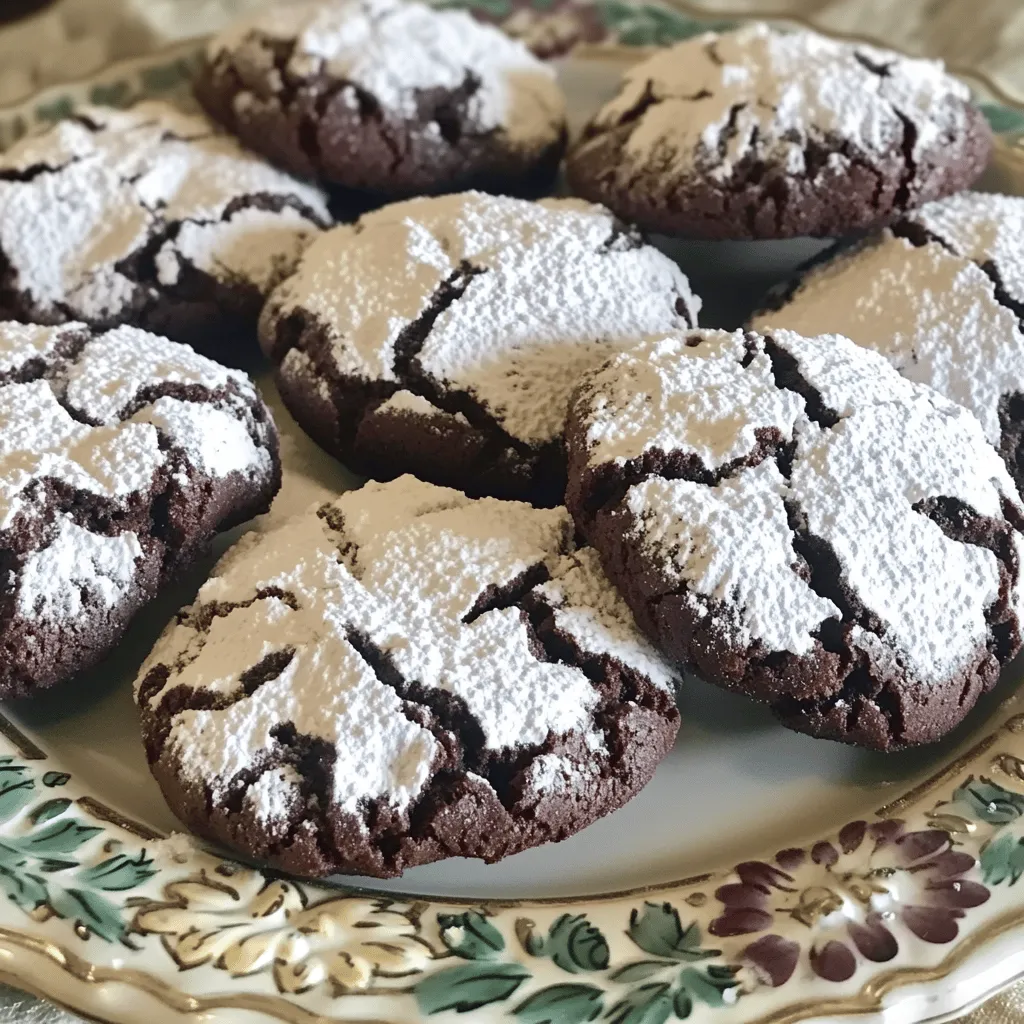 Um perfekte Schokoladenkrümel Cookies zu backen, benötigst du diese Zutaten: - 250 g Weizenmehl - 50 g ungesüßtes Kakaopulver - 1/2 Teelöffel Backpulver - 1/4 Teelöffel Salz - 100 g Kristallzucker - 100 g brauner Zucker, fest gepackt - 80 ml Pflanzenöl - 2 große Eier - 1 Teelöffel Vanilleextrakt - 120 g Puderzucker (zum Wälzen) Diese Zutaten ergeben einen köstlichen und schokoladigen Teig. Du möchtest die Cookies anpassen? Hier sind einige Optionen: - Ersetze Weizenmehl durch Mandelmehl für glutenfreie Cookies. - Nutze Agavendicksaft anstelle von Kristallzucker für eine gesündere Variante. - Probiere Kokosöl statt Pflanzenöl für einen anderen Geschmack. - Verwende dunkle Schokolade, wenn du mehr Schokoladengeschmack magst. Diese Alternativen helfen, deinen Cookies eine besondere Note zu geben. Die Qualität der Zutaten macht einen großen Unterschied. Achte auf Folgendes: - Verwende frisches Weizenmehl, um die besten Ergebnisse zu erzielen. - Kakaopulver sollte ungesüßt und von guter Qualität sein. - Wähle frische Eier, da sie den Teig auflockern. - Der Puderzucker sollte fein sein, um eine gleichmäßige Schicht beim Wälzen zu schaffen. Diese Tipps sorgen dafür, dass deine Schokoladenkrümel Cookies immer lecker und perfekt gelingen. Zuerst heize deinen Ofen auf 175°C vor. Lege ein Backblech mit Backpapier aus. Nimm eine mittelgroße Schüssel und vermische das Weizenmehl, das Kakaopulver, das Backpulver und das Salz gut. Diese Mischung stelle beiseite. In einer großen Rührschüssel vermengst du den Kristallzucker, den braunen Zucker und das Pflanzenöl. Rühre alles gut mit einem Schneebesen. Die Mischung sollte glatt und verbunden sein. Füge dann die großen Eier einzeln hinzu. Rühre nach jeder Zugabe gut um. Jetzt kommt der Vanilleextrakt dazu. Die trockenen Zutaten gibst du nun nach und nach in die Zuckermischung. Faltete alles vorsichtig mit einem Spatel, bis es gerade so vermischt ist. Der Teig wird dick und klebrig sein. Decke die Schüssel mit Frischhaltefolie ab und stelle sie für etwa 30 Minuten in den Kühlschrank. Nimm nach dem Kühlen den Teig aus dem Kühlschrank. Nimm etwa einen Esslöffel Teig und forme eine Kugel. Wälze die Kugel im Puderzucker, bis sie vollständig bedeckt ist. Lege sie auf das Backblech, aber achte auf genug Abstand. Die Cookies brauchen Platz zum Ausbreiten. Backe sie für 10-12 Minuten. Die Ränder sollten fest sein, die Mitte bleibt weich. Nimm das Blech aus dem Ofen und lasse die Cookies für 5 Minuten auf dem Blech abkühlen. Danach legst du sie auf ein Kuchengitter zum vollständigen Abkühlen. Die Abkühlzeit ist wichtig. Lasse die Cookies nicht zu lange auf dem Blech. Sonst werden sie zu weich. Übertrage sie auf ein Kuchengitter, damit die Luft zirkulieren kann. So bleiben sie schön knusprig. Wenn du die Cookies richtig lagerst, bleiben sie lange frisch. Arrangiere die Cookies auf einem schönen Teller. Bestäube sie noch einmal mit Puderzucker für einen tollen Look. Du kannst die Cookies auch in hübsche Tüten packen. So sind sie tolle Geschenke für Freunde und Familie. Diese Schokoladenkrümel Cookies sind nicht nur lecker, sondern auch einfach zu machen. Wenn du mehr über das Rezept erfahren möchtest, schau dir die [Full Recipe] an. Wenn deine Schokoladenkrümel Cookies nicht perfekt werden, kann das viele Gründe haben. Ein häufiges Problem ist, dass die Cookies zu flach werden. Um das zu vermeiden, stelle sicher, dass dein Teig gut gekühlt ist. Ein weiterer Fehler ist, dass die Cookies zu lange backen. Achte darauf, die Backzeit genau zu überwachen. Die Cookies sollten leicht fest an den Rändern und weich in der Mitte sein. Für perfekte Cookies ist die Konsistenz des Teigs wichtig. Der Teig sollte dick und klebrig sein. Wenn er zu trocken ist, füge einen Esslöffel Pflanzenöl hinzu. Eine gute Methode ist, den Teig vor dem Backen für eine kurze Zeit im Kühlschrank zu kühlen. So behält der Teig seine Form besser. Außerdem ist es wichtig, die richtigen Backbleche zu verwenden. Dunkle Backbleche können die Cookies schneller bräunen. Das Wälzen in Puderzucker gibt den Cookies ihren besonderen Look. Nutze frischen Puderzucker für das beste Ergebnis. Rolle die Teigkugeln großzügig im Puderzucker, bis sie vollständig bedeckt sind. Dies sorgt für den typischen Krümel-Effekt. Ein Tipp: Wälze die Cookies gleich nach dem Kühlen. So bleibt der Zucker besser haften. Für eine zusätzliche Note kannst du auch etwas Kakaopulver mit dem Puderzucker mischen. Für das gesamte Rezept, schau dir die [Full Recipe] an. {{image_4}} Wenn du deine Schokoladenkrümel Cookies aufpeppen möchtest, füge Nüsse oder Schokoladenstückchen hinzu. Walnüsse oder Haselnüsse geben einen tollen Crunch. Du kannst sie grob hacken und unter den Teig mischen. Schokoladenstückchen bringen extra Schokoladengeschmack. Verwende Zartbitter- oder Milchschokolade, je nach Vorliebe. Mische etwa 100 g der Zutaten unter den Teig, bevor du ihn kühlen lässt. So erhältst du leckere, abwechslungsreiche Cookies. Für glutenfreie Schokoladenkrümel Cookies kannst du einfach das Weizenmehl ersetzen. Nutze eine glutenfreie Mehlmischung, die für Backen geeignet ist. Achte darauf, dass die Mischung Xanthan oder einen anderen Bindemittel enthält. So bleibt der Teig gut zusammen. Diese Option ist perfekt für Menschen mit Glutenunverträglichkeit. Der Geschmack bleibt toll und die Cookies werden trotzdem weich und lecker. Für besondere Anlässe kannst du die Cookies thematisch anpassen. Füge zum Beispiel Gewürze wie Zimt oder Muskatnuss hinzu, um einen festlichen Touch zu geben. Für Halloween kannst du orangefarbene oder schwarze Schokoladenstückchen verwenden. Zu Weihnachten passen Minze oder ein Hauch von Orangenschale. Solche Anpassungen machen die Cookies zu einem Hingucker auf jeder Feier. Denke daran, Spaß zu haben und kreativ zu sein! Für das vollständige Rezept, schau dir die [Full Recipe] an. Um die Schokoladenkrümel Cookies frisch zu halten, lege sie in einen luftdichten Behälter. Ich empfehle, sie bei Raumtemperatur aufzubewahren. So bleiben sie weich und lecker. Du kannst auch ein Stück Brot in den Behälter legen. Das Brot hilft, die Feuchtigkeit zu halten. Achte darauf, die Cookies nicht in den Kühlschrank zu legen. Der Kühlschrank kann sie austrocknen. Schokoladenkrümel Cookies sind bis zu einer Woche haltbar, wenn du sie richtig lagerst. Wenn du sie länger aufbewahren möchtest, friere sie ein. Lege die Cookies in einen gefriergeeigneten Behälter oder in einen Zip-Beutel. Du kannst sie bis zu drei Monate einfrieren. So hast du immer einen süßen Snack zur Hand! Wenn du gefrorene Cookies wieder auftauen möchtest, lege sie einfach bei Raumtemperatur für ein paar Stunden heraus. Sie werden wieder weich und frisch. Wenn du die Cookies aufwärmen willst, lege sie für 5 Minuten bei 180°C (350°F) in den Ofen. So schmecken sie fast wie frisch gebacken! Schokoladenkrümel Cookies sind bis zu einer Woche haltbar. Lagere sie in einem luftdichten Behälter. So bleiben sie frisch und weich. Du kannst sie auch einfrieren. Im Gefrierschrank halten sie bis zu drei Monate. Lass sie vor dem Essen einfach auf Raumtemperatur kommen. Ja, du kannst den Zucker reduzieren. Versuche, 50 g weniger Kristallzucker zu verwenden. Das gibt dir weniger süße Cookies. Achte darauf, dass der Teig nicht zu trocken wird. Du kannst auch einen Teil des Zuckers durch Apfelmus ersetzen. Das macht die Cookies feucht und süß. Um flache Cookies zu vermeiden, kühle den Teig vor dem Backen. Eine halbe Stunde im Kühlschrank hilft. Achte darauf, die Backzeit genau einzuhalten. Wenn die Ränder fest sind, sind sie perfekt. Verwende auch frisches Backpulver, damit die Cookies gut aufgehen. In diesem Artikel habe ich die besten Tipps für perfekte Cookies geteilt. Wir haben die Zutaten und Optionen besprochen, die den Geschmack verbessern. Auch die Schritt-für-Schritt-Anleitung hilft beim Backen. Außerdem sind Tipps für häufige Probleme und Variationen wichtig. Die richtige Lagerung sorgt dafür, dass Ihre Cookies frisch bleiben. Denken Sie daran, dass Experimentieren Spaß macht. Machen Sie Ihre Cookies einzigartig und genießen Sie jeden Biss!