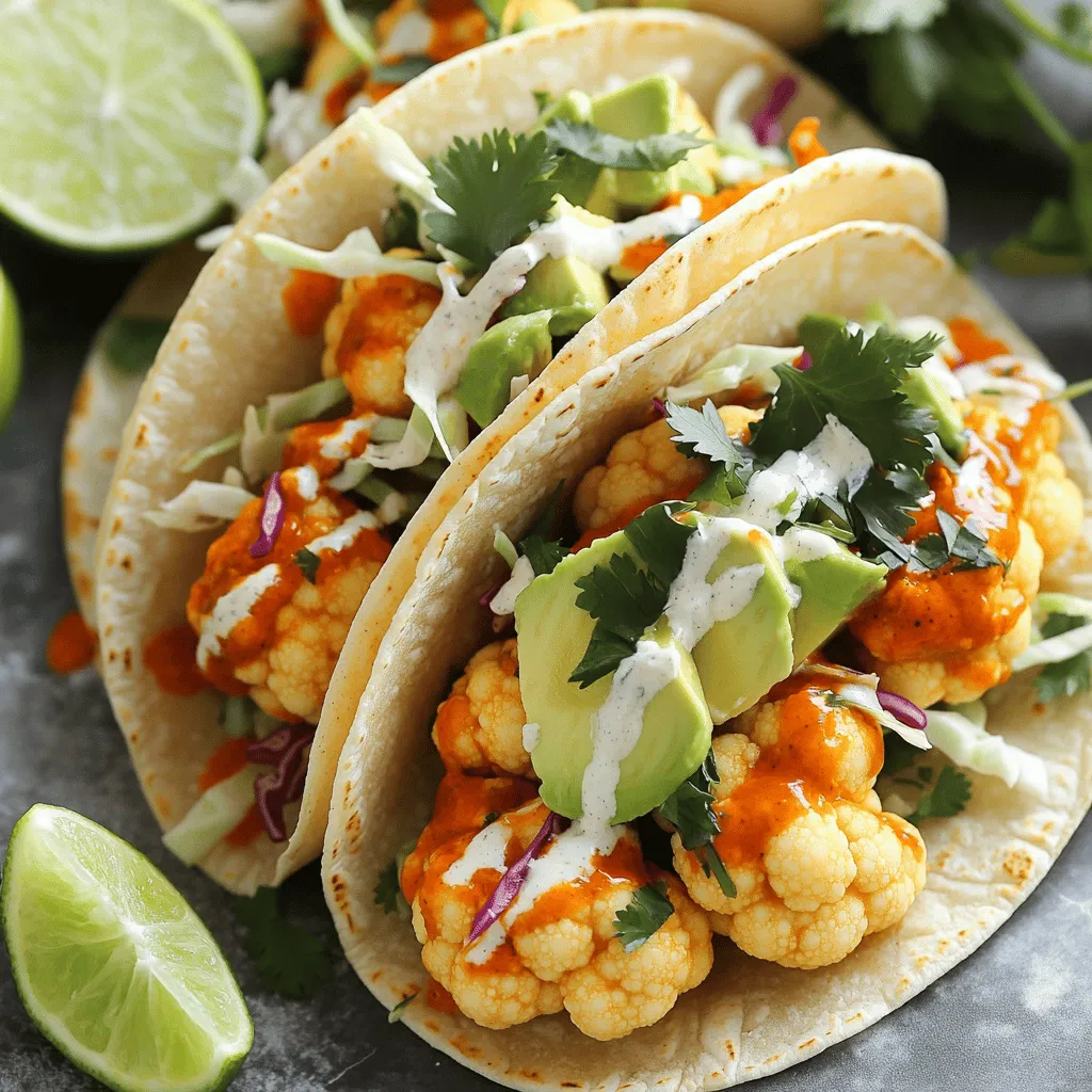 Um köstliche Buffalo Ranch Blumenkohl-Tacos zuzubereiten, brauchst du folgende Hauptzutaten: - 1 mittelgroßer Blumenkohlkopf, in Röschen zerteilt - 240 ml Buffalo-Sauce (fertig gekauft oder selbstgemacht) - 1 Esslöffel Olivenöl - 8 kleine Maistortillas Der Blumenkohl bildet die Basis der Tacos. Er sorgt für einen tollen Biss und einen milden Geschmack. Die Buffalo-Sauce bringt die richtige Schärfe und Würze. Die Maistortillas geben den Tacos das perfekte Zuhause. Die Gewürze und Öle sind wichtig für den Geschmack der Tacos. Diese Zutaten benötigst du: - 1 Teelöffel Knoblauchpulver - 1 Teelöffel Zwiebelpulver - Salz und Pfeffer nach Geschmack Das Olivenöl hilft, die Gewürze am Blumenkohl zu haften. Außerdem sorgt es dafür, dass der Blumenkohl beim Rösten schön knusprig wird. Knoblauch- und Zwiebelpulver fügen eine köstliche Tiefe hinzu. Salz und Pfeffer runden alles ab. Frische Beilagen machen deine Tacos noch besser. Hier sind einige Ideen: - 1 Tasse geschnittene Kohl (grün oder lila) - 1 reife Avocado, in Scheiben geschnitten - ½ Tasse Ranch-Dressing (fertig gekauft oder selbstgemacht) - Frischer Koriander, zur Garnitur - Limettenhälften, zum Servieren Der geschnittene Kohl bringt einen knackigen Kontrast. Die Avocado fügt Cremigkeit hinzu. Das Ranch-Dressing sorgt für eine milde Frische. Koriander gibt eine tolle Aromatik, während Limettenhälften einen spritzigen Kick bieten. Du kannst all diese Zutaten in der [Full Recipe] finden. Sie sind leicht zu finden und einfach zuzubereiten. Heize deinen Ofen auf 230°C vor. Nimm ein Backblech und lege es mit Backpapier aus. Das macht das Reinigen einfacher. Jetzt nimm den Blumenkohl. Teile ihn in kleine Röschen. Gib die Röschen in eine große Schüssel. Füge einen Esslöffel Olivenöl hinzu. Das sorgt für Geschmack und hilft beim Rösten. Jetzt kommen das Knoblauchpulver und das Zwiebelpulver dazu. Vergiss nicht, Salz und Pfeffer nach Geschmack hinzuzufügen. Mische alles gut. Achte darauf, dass der Blumenkohl gleichmäßig beschichtet ist. Verteile die Blumenkohlröschen gleichmäßig auf dem Backblech. Achte darauf, dass sie nicht übereinander liegen. Backe den Blumenkohl für 20 Minuten. Wende ihn zur Hälfte der Zeit. So wird er goldbraun und zart. Nach 20 Minuten nimm den Blumenkohl heraus. Träufle die Buffalo-Sauce darüber. Mische vorsichtig, damit jede Rösche gut bedeckt ist. Stelle das Backblech zurück in den Ofen. Backe für weitere 5 Minuten. Das gibt dem Blumenkohl einen tollen Geschmack. Während der Blumenkohl im Ofen ist, wärme die Maistortillas in einer Pfanne. Mach das bei mittlerer Hitze. Halte sie etwa 30 Sekunden auf jeder Seite. So werden sie weich und geschmeidig. Jetzt kommt der spaßige Teil! Nimm eine Tortilla und lege einige Stücke des Buffalo-Blumenkohls darauf. Belege sie mit geschnittenem Kohl und Avocadoscheiben. Ein Spritzer Ranch-Dressing macht alles noch besser. Garnier die Tacos mit frischem Koriander. Serviere sie mit Limettenhälften an der Seite. Der frische Limettensaft hebt den Geschmack hervor. Damit hast du köstliche Buffalo Ranch Blumenkohl-Tacos. Für die genauen Schritte, schaue dir das Full Recipe an. Um den Blumenkohl perfekt zuzubereiten, achte auf die Röschen. Sie sollten gleich groß sein. So garen sie gleichmäßig. Backe sie bei 230°C für 20 Minuten. Wende sie zur Hälfte, damit sie schön braun werden. Wenn du die Buffalo-Sauce hinzufügst, mische gut. So bleibt jeder Bissen lecker gewürzt. Für die Tortillas empfehle ich frische Maistortillas. Sie sind weich und sehr geschmackvoll. Erwärme sie kurz in einer Pfanne. So werden sie geschmeidig und einfach zu füllen. Du kannst auch Weizentortillas verwenden, wenn du magst. Achte darauf, sie nicht zu lange zu erhitzen, sonst werden sie brüchig. Ranch-Dressing kann einfach angepasst werden. Du kannst Joghurt für eine leichtere Version nutzen. Füge frische Kräuter wie Dill oder Petersilie hinzu. Das gibt dem Dressing mehr Geschmack. Für einen schärferen Kick kannst du einen Spritzer Limettensaft oder etwas scharfe Sauce einmischen. So wird jede Taco-Variante ein Genuss. Für das vollständige Rezept schau dir die [Full Recipe] an. {{image_4}} Buffalo Ranch Blumenkohl-Tacos sind schon vegetarisch. Um sie vegan zu machen, ersetzen Sie das Ranch-Dressing. Nutzen Sie pflanzliche Alternativen oder machen Sie es selbst. Eine Mischung aus veganem Joghurt, frischen Kräutern und etwas Zitronensaft funktioniert gut. So bleibt der Geschmack frisch und lecker. Für glutenfreie Tacos wählen Sie Maistortillas. Diese sind frei von Gluten und passen gut zu unserem Gericht. Achten Sie darauf, dass die Buffalo-Sauce ebenfalls glutenfrei ist. Viele Marken bieten glutenfreie Optionen an. Schauen Sie einfach auf die Zutatenliste. Die Toppings machen den Taco besonders. Neben Kohl und Avocado können Sie auch weitere Zutaten hinzufügen. Hier sind einige Ideen: - Frischer Koriander: Für einen aromatischen Kick. - Radieschen: Sie bringen Crunch und Frische. - Jalapeños: Für etwas Schärfe. - Käse: Wenn Sie es nicht vegan mögen, fügen Sie Feta oder Cheddar hinzu. Experimentieren Sie mit verschiedenen Toppings. So finden Sie Ihre perfekte Kombination. Wenn Sie nach mehr Inspiration suchen, schauen Sie sich das [Full Recipe] an. Wenn Sie Reste von den Buffalo Ranch Blumenkohl-Tacos haben, bewahren Sie sie in einem luftdichten Behälter auf. Stellen Sie sicher, dass der Behälter gut verschlossen ist. So bleiben die Aromen frisch, und der Blumenkohl bleibt zart. Lagern Sie die Reste im Kühlschrank. Sie halten sich dort bis zu drei Tage. Möchten Sie die Tacos länger aufbewahren? Dann frieren Sie sie ein. Wickeln Sie die Tacos einzeln in Frischhaltefolie. Legen Sie sie dann in einen Gefrierbeutel. So schützen Sie sie vor Gefrierbrand. Zum Auftauen nehmen Sie die Tacos einfach aus dem Gefrierfach. Lassen Sie sie über Nacht im Kühlschrank auftauen. Wenn es Zeit ist, die Tacos wieder zu genießen, gibt es ein paar gute Methoden. Sie können die Tacos in der Mikrowelle aufwärmen. Legen Sie sie auf einen Teller und decken Sie sie mit einem feuchten Papiertuch ab. So bleiben sie saftig. Eine andere Möglichkeit ist, sie in einer Pfanne bei mittlerer Hitze zu erwärmen. Dies gibt Ihnen eine schöne knusprige Textur. Achten Sie darauf, sie nicht zu lange zu erhitzen, damit der Blumenkohl nicht austrocknet. Für das perfekte Geschmackserlebnis sollten Sie das Ranch-Dressing erst kurz vor dem Servieren hinzufügen. So bleibt es frisch und cremig. Die Buffalo Ranch Blumenkohl-Tacos halten sich gut für drei Tage im Kühlschrank. Bewahre sie in einem luftdichten Behälter auf. So bleiben die Aromen frisch. Wenn du sie länger aufbewahren möchtest, friere die Reste ein. Das macht sie bis zu einem Monat haltbar. Achte darauf, die Tacos vor dem Servieren gut aufzuwärmen. Ja, du kannst die Buffalo-Sauce ganz einfach selbst machen. Mische 120 ml scharfe Sauce mit 60 ml geschmolzener Butter. Füge eine Prise Knoblauchpulver und etwas Paprika hinzu. Rühre alles gut um und passe den Geschmack an. Mit dieser Mischung erhältst du eine leckere, frische Sauce. Sie passt perfekt zu den Tacos. Zu den Buffalo Ranch Blumenkohl-Tacos passen viele leckere Beilagen. Hier sind einige gute Optionen: - Guacamole: Cremig und frisch. - Pico de Gallo: Ein leckerer Tomatensalat. - Sauerrahm: Für eine kühlende Note. - Reis: Ein einfacher Begleiter. - Salsa: Für zusätzlichen Geschmack. Diese Beilagen ergänzen die Würze der Tacos. Sie machen das Essen noch schmackhafter. Buffalo Ranch Blumenkohl-Tacos bieten viel Geschmack und sind einfach zuzubereiten. Ich habe die Hauptzutaten, Gewürze und Beilagen dargestellt. Die Schritt-für-Schritt-Anleitung macht das Kochen einfach. Mit Tipps und Variationen bleibt es spannend. Verwende frische Zutaten und passe die Tacos deinem Geschmack an. Diese Taco-Optionen sind lecker und gut zu lagern. Probiere sie aus und erlebe, wie viel Spaß Kochen macht.