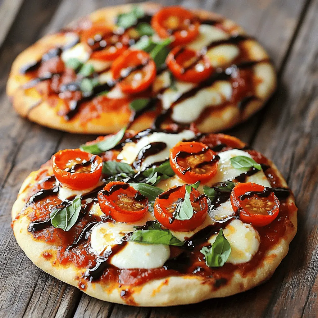 Für die Margherita Fladenbrot-Pizza brauchst du folgende Zutaten: - 2 große Fladenbrote (fertig gekauft oder selbstgemacht, je nach Vorliebe) - 1 Tasse Marinara-Sauce (hausgemacht oder aus dem Glas) - 225 g frischer Mozzarella, in Scheiben geschnitten - 1 Tasse Cherry-Tomaten, halbiert - 1/4 Tasse frische Basilikumblätter, zerrupft - 2 Esslöffel natives Olivenöl extra - Salz und Pfeffer nach Geschmack - Balsamico-Glasur zum Beträufeln (optional) Frische Zutaten machen einen großen Unterschied. Frischer Mozzarella sorgt für den besten Geschmack und eine tolle Textur. Du kannst auch frische Basilikumblätter verwenden, um dein Gericht zu verfeinern. Marinara-Sauce aus dem Glas ist bequem, aber eine hausgemachte Sauce bringt mehr Aroma. Vorratsgegenstände wie Olivenöl und Gewürze sind wichtig, die hast du meist schon daheim. Wenn du die Zutaten frisch kaufst, achte auf gute Qualität. Das macht deine Pizza leckerer und gesünder. Um deine Fladenbrot-Pizza perfekt zuzubereiten, ist ein Backblech mit Backpapier nützlich. Ein Pinsel hilft dir, das Olivenöl gleichmäßig zu verteilen. Wenn du eine Pizzaschneider hast, wird das Schneiden einfacher. Eine Schüssel für die Marinara-Sauce und ein Messer für die Tomaten sind auch praktisch. Mit diesen Werkzeugen und frischen Zutaten machst du eine köstliche Margherita Fladenbrot-Pizza. Folge dem Full Recipe für alle Details. Beginne damit, deinen Ofen auf 230°C vorzuheizen. Das ist wichtig für knusprige Fladenbrot-Pizza. Bereite ein Backblech mit Backpapier vor. Lege die Fladenbrote gleichmäßig darauf. Träufle 1 Esslöffel Olivenöl über jedes Fladenbrot. Verteile es gleichmäßig mit einem Pinsel oder Löffel. Jetzt ist es Zeit für die Marinara-Sauce. Verteile 1/2 Tasse auf jedem Fladenbrot. Lass einen kleinen Rand frei, um die Füllung zu halten. Sobald die Marinara-Sauce auf den Fladenbroten ist, füge die Mozzarellascheiben hinzu. Verteile sie gleichmäßig, damit du überall Käse hast. Nimm die halbierten Cherry-Tomaten und streue sie über den Käse. Würze mit Salz und Pfeffer für den Geschmack. Jetzt kommen die Fladenbrote in den Ofen. Backe sie für 12 bis 15 Minuten. Achte darauf, dass der Käse blubbert und leicht bräunt. Nimm die Fladenbrote vorsichtig aus dem Ofen. Belege sie sofort mit frischen Basilikumblättern. Das gibt ein tolles Aroma. Wenn du magst, kannst du sie mit Balsamico-Glasur beträufeln. Lass die Pizza kurz abkühlen, bevor du sie in Stücke schneidest. Serviere die Pizza warm und genieße jeden Biss! Du wirst die Kombination aus frischen Zutaten und knusprigem Fladenbrot lieben. Probiere auch das Full Recipe für mehr Details. Um deinen Fladenbrot-Pizza-Teig knusprig zu machen, heize den Ofen gut vor. Ein heißer Ofen ist der Schlüssel. Du kannst auch einen Pizzastein verwenden. Dieser speichert die Hitze und gibt sie gleichmäßig ab. Lege die Fladenbrote direkt auf den Stein. Das hilft, die Unterseite knusprig zu halten. Für die perfekte Margherita brauchst du frischen Mozzarella. Er schmilzt schön und hat tollen Geschmack. Du kannst auch Büffelmozzarella ausprobieren. Er hat einen reicheren Geschmack. Achte darauf, den Käse gleichmäßig zu verteilen. So schmilzt er gleichmäßig und zieht keine Feuchtigkeit. Die Marinara-Sauce ist wichtig für den Geschmack. Du kannst sie mit frischen Kräutern wie Oregano oder Thymian verfeinern. Ein Hauch von Knoblauch gibt der Sauce mehr Tiefe. Füge etwas Salz und Pfeffer hinzu, um die Aromen zu verstärken. Ein Spritzer Olivenöl macht die Sauce geschmeidig und reichhaltig. Für das beste Ergebnis, probiere auch die [Full Recipe] für die Margherita Flatbread Pizza. {{image_4}} Um deine Margherita Flatbread Pizza noch besser zu machen, füge einige zusätzliche Toppings hinzu. Hier sind einige einfache Vorschläge: - Paprika: Geschnittene Paprika gibt Farbe und Süße. - Oliven: Schwarze oder grüne Oliven bringen einen salzigen Kick. - Zwiebeln: Röste Zwiebeln, um einen süßen, tiefen Geschmack zu erhalten. - Pilze: Frische oder eingelegte Pilze geben einen erdigen Geschmack. - Artischocken: Diese bringen eine schöne, zarte Note. Diese Toppings sind einfach hinzuzufügen und machen die Pizza noch schmackhafter. Wenn du Veganer oder Glutenintolerant bist, gibt es tolle Alternativen. Für eine vegane Pizza kannst du folgenden Käse verwenden: - Cashew-Käse: Mache ihn aus eingeweichten Cashews, Zitronensaft und Nährhefe. - Kokosnuss-Käse: Dieser hat einen tollen Geschmack und schmilzt gut. Für glutenfreie Fladenbrote wähle glutenfreie Varianten oder mache sie selbst aus Mandelmehl oder Reismehl. So bleibt jeder glücklich! Die Marinara-Sauce ist klassisch, aber du kannst auch andere Saucen ausprobieren. Hier sind einige Ideen: - Pesto: Verwende Pesto für einen kräuterigen, aromatischen Geschmack. - BBQ-Sauce: Diese gibt deiner Pizza eine süß-rauchige Note. - Salsa: Frische Salsa bringt eine scharfe und fruchtige Note. Spiele mit den Saucen, um neue Geschmäcker zu entdecken. Mit diesen Variationen wird deine Margherita Flatbread Pizza zum echten Hit! Um deine Margherita Flatbread Pizza frisch zu halten, lass sie zuerst abkühlen. Danach lege die Reste in einen luftdichten Behälter. Du kannst auch Frischhaltefolie verwenden. So bleibt der Geschmack erhalten. Lagere die Pizza im Kühlschrank. So bleibt sie bis zu drei Tage gut. Wenn du die Pizza aufwärmen möchtest, benutze den Ofen. Heize ihn auf 180°C vor. Lege die Stücke auf ein Backblech und backe sie für etwa 10 Minuten. So wird der Käse schön schmelzig. Du kannst auch eine Pfanne verwenden. Erhitze sie bei mittlerer Hitze und lege die Stücke hinein. Decke die Pfanne ab, damit der Käse schmilzt. Im Kühlschrank hält sich die Pizza für drei Tage. Wenn du sie länger aufbewahren möchtest, friere die Stücke ein. Wickel sie gut in Folie ein oder benutze einen Gefrierbehälter. So bleiben sie bis zu zwei Monate frisch. Zum Auftauen lege die gefrorenen Stücke einfach in den Kühlschrank über Nacht. Dann kannst du sie wie gewohnt aufwärmen. Der Hauptunterschied liegt im Teig. Fladenbrot-Pizza hat einen dünneren Boden. Traditionelle Pizza nutzt dickeren Hefeteig. Fladenbrot ist oft schneller zu machen. Es bleibt knusprig und leicht. Die Aromen kommen stark zur Geltung. Außerdem ist die Zubereitung einfacher und schneller. Ja, du kannst deinen eigenen Teig machen. Mische Mehl, Wasser, Hefe und Salz. Knete den Teig gut, bis er glatt ist. Lass ihn dann 30 Minuten ruhen. Dies gibt dem Teig Zeit, um zu gehen. Wenn du wenig Zeit hast, kaufe fertiges Fladenbrot. Es spart viel Aufwand und funktioniert gut. Die Zubereitung dauert insgesamt etwa 25 Minuten. Die Vorbereitungszeit ist 10 Minuten. Das Backen dauert 12-15 Minuten. Dies macht die Fladenbrot-Pizza schnell und einfach. Ideal für einen schnellen Snack oder ein leichtes Abendessen. Du kannst sie auch mit Freunden teilen. Spaß und Geschmack in kurzer Zeit! Die Zutaten sind der Grundstein für eine großartige Fladenbrot-Pizza. Frische Zutaten machen einen großen Unterschied. Eine Schritt-für-Schritt-Anleitung hilft dir, das perfekte Ergebnis zu erzielen. Tipps und Tricks sorgen für einen knusprigen Teig und leckeren Käse. Variationen bringen interessante Geschmäcker und Optionen für alle. Reste richtig lagern, damit nichts verloren geht. Du hast alles, was du brauchst, um deine eigene Fladenbrot-Pizza zu machen. Viel Spaß beim Ausprobieren und Genießen!
