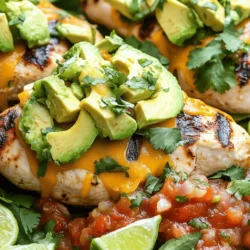 Um Copycat Applebee’s Fiesta Lime Chicken zu machen, brauchst du: - 4 Hähnchenbrustfilets ohne Knochen und Haut - 1 Tasse Limettensaft - 1 Esslöffel Olivenöl - 2 Teelöffel Knoblauchpulver - 1 Teelöffel Kreuzkümmel - 1 Teelöffel Chilipulver - Salz und Pfeffer nach Geschmack - 1 Tasse geriebener Monterey Jack Käse - 1 Tasse geriebener Cheddar Käse - 1 Tasse Salsa (deine Lieblingsmarke oder selbstgemacht) - 1 Avocado, in Scheiben geschnitten - Frische Korianderblätter zur Garnierung - Limettenschnitze zum Servieren Du kannst das Rezept anpassen. Hier sind einige Ideen: - Füge frische Jalapeños für mehr Schärfe hinzu. - Verwende verschiedene Käsesorten wie Gouda oder Feta. - Probiere auch Mango-Salsa für einen fruchtigen Twist. Wähle frische und qualitativ hochwertige Zutaten: - Kaufe Hähnchen von guter Qualität. Bio-Hähnchen ist oft besser. - Nutze frische Limetten für den Saft. Der Geschmack ist viel intensiver. - Achte beim Käse auf die Frische. Frisch geriebener Käse schmilzt besser. - Verwende Salsa, die dir wirklich schmeckt. Das macht einen großen Unterschied. Um den besten Geschmack zu bekommen, marinieren wir das Hähnchen. Nimm eine große Schüssel. Füge 1 Tasse Limettensaft hinzu. Gib 1 Esslöffel Olivenöl dazu. Dann kommen 2 Teelöffel Knoblauchpulver, 1 Teelöffel Kreuzkümmel, und 1 Teelöffel Chili-Pulver rein. Vergiss nicht, Salz und Pfeffer nach Geschmack hinzuzufügen. Rühre alles gut um. Lege die Hähnchenbruststücke in die Marinade. Stelle sicher, dass sie komplett bedeckt sind. Decke die Schüssel ab und stelle sie für 30 Minuten in den Kühlschrank. Für mehr Geschmack kannst du bis zu 2 Stunden marinieren. Jetzt ist es Zeit, den Grill vorzubereiten. Heize deinen Grill oder eine Grillpfanne auf mittlere bis hohe Hitze vor. Nimm das Hähnchen aus der Marinade und wirf die Marinade weg. Dies hilft, ein Anbrennen zu verhindern. Lege die Hähnchenbruststücke auf den Grill. Grill sie für etwa 6 bis 7 Minuten pro Seite. Achte darauf, dass die Innentemperatur 75 °C erreicht. So wird das Hähnchen sicher und saftig. In den letzten Minuten des Grillens, füge Käse hinzu. Nimm 1 Tasse Monterey Jack und 1 Tasse Cheddar Käse. Verteile den Käse gleichmäßig auf jedem Hähnchenstück. Lass den Käse schmelzen. Wenn der Käse schön geschmolzen ist, nimm das Hähnchen vom Grill. Lege es auf einen Servierteller. Jetzt kommt das Beste: Löffle deine Lieblingssalsa über jedes Stück. Füge dann ein paar Avocadoscheiben und frische Korianderblätter hinzu. Serviere das Gericht mit Limettenstücken für einen extra Kick. Um das Hähnchen gut zu marinieren, lasse es für 30 Minuten bis 2 Stunden ruhen. Eine kürzere Zeit gibt einen milden Geschmack. Eine längere Zeit macht das Hähnchen zarter und geschmackvoller. Wenn du mehr Zeit hast, probiere die volle 2 Stunden aus. Grille das Hähnchen bei mittlerer bis hoher Hitze. Das bedeutet etwa 200 °C. Diese Temperatur sorgt dafür, dass das Hähnchen außen schön bräunt. Es bleibt innen saftig. Überprüfe die Grillfläche, bevor du das Hähnchen auflegst. Ein paar Tropfen Wasser sollten sofort verdampfen. Für mehr Geschmack, probiere verschiedene Käsesorten. Gouda oder Pepper Jack sind großartige Alternativen. Sie geben deinem Gericht einen neuen Twist. Misch die Käsesorten, um einen einzigartigen Geschmack zu kreieren. Sei kreativ und finde deine Lieblingskombination. {{image_2}} Du kannst verschiedene Käsesorten für dieses Rezept verwenden. Probiere Gouda oder Pepper Jack. Diese Käsesorten geben dem Gericht einen neuen Geschmack. Du kannst auch eine Mischung aus Käse verwenden. Das sorgt für noch mehr Vielfalt. Für eine vegetarische Version kannst du Hähnchen durch Tofu ersetzen. Marinier den Tofu genauso wie das Hähnchen. Eine vegane Option wäre, einen pflanzlichen Käse zu verwenden. Achte darauf, dass der Käse gut schmilzt. So bleibt der Geschmack toll und die Konsistenz angenehm. Zu Fiesta Lime Chicken passen viele Beilagen. Reis oder Quinoa sind gute Optionen. Auch frischer Salat bringt Farbe auf den Teller. Maisbrot oder Tortillas sind ebenfalls lecker. Sie ergänzen das Gericht perfekt und machen es noch reichhaltiger. Nach dem Essen bleiben oft Reste übrig. Du solltest die Reste richtig lagern, damit sie frisch bleiben. Lass das Hähnchen zuerst auf Raumtemperatur abkühlen. Packe es dann in einen luftdichten Behälter. Du kannst auch Frischhaltefolie verwenden. Achte darauf, dass die Reste gut verpackt sind, um Gerüche zu vermeiden. Wenn du die Reste aufwärmen möchtest, gibt es ein paar einfache Möglichkeiten. Du kannst das Hähnchen in der Mikrowelle aufwärmen. Stelle die Mikrowelle auf mittlere Hitze. Erhitze das Hähnchen für 1 bis 2 Minuten. Du kannst auch eine Pfanne verwenden. Erhitze etwas Öl in der Pfanne und lege das Hähnchen hinein. Brate es für 3 bis 5 Minuten, bis es warm ist. Im Kühlschrank bleibt das Hähnchen für 3 bis 4 Tage frisch. Wenn du es länger aufbewahren willst, friere es ein. Im Gefrierschrank hält es bis zu 3 Monate. Achte darauf, das Hähnchen gut zu verpacken, bevor du es einfrierst. So bleibt der Geschmack erhalten. Wenn du es wieder auftauen möchtest, lege es einfach über Nacht in den Kühlschrank. Du solltest das Hähnchen mindestens 30 Minuten marinieren. Für den besten Geschmack empfehle ich, es bis zu 2 Stunden marinieren zu lassen. Je länger du es mariniert, desto mehr Geschmack zieht in das Fleisch. Achte darauf, das Hähnchen im Kühlschrank zu lagern, damit es frisch bleibt. Ja, du kannst das Rezept auch im Ofen zubereiten. Heize deinen Ofen auf 200 Grad Celsius vor. Lege das marinierte Hähnchen auf ein Backblech und backe es für etwa 25 bis 30 Minuten. Stelle sicher, dass das Hähnchen eine Innentemperatur von 75 Grad Celsius erreicht. Füge den Käse kurz vor dem Ende der Backzeit hinzu. So schmilzt er schön. Du kannst viele Alternativen ausprobieren. Für eine vegetarische Option sind Tofuwürfel oder Gemüse perfekt. Wenn du Fisch magst, ist Lachs eine gute Wahl. Du kannst auch Schweinefleisch oder Rindfleisch verwenden. Achte darauf, die Garzeit anzupassen, da verschiedene Fleischsorten unterschiedlich garen. In diesem Blogbeitrag habe ich die wichtigsten Zutaten und Zubereitungsschritte für ein leckeres Gericht vorgestellt. Ich gab Tipps zur Auswahl der besten Zutaten und zur perfekten Grilltechnik. Variationen und Lagerungshinweise runden unser Thema ab. Es ist einfach, mit dem richtigen Wissen ein gutes Essen zuzubereiten. Experimentiere mit verschiedenen Käsesorten und Beilagen, um deinen eigenen Stil zu finden. Viel Spaß beim Grillen!