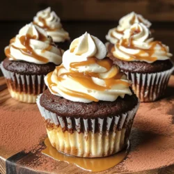 Für die Karamell-Macchiato-Cupcakes brauchen Sie folgende Zutaten: - 1 ½ Tassen Allzweckmehl - 1 Tasse Zucker - ½ Tasse ungesüßter Kakaopulver - 1 Teelöffel Natron - ½ Teelöffel Salz - 1 Tasse gebrühter Espresso, abgekühlt - ½ Tasse Vollmilch - ⅓ Tasse Pflanzenöl - 1 Teelöffel Vanilleextrakt - 2 große Eier - ½ Tasse Karamellsauce (plus zusätzlich für das Drizzle) - 1 Tasse Schlagsahne - 2 Esslöffel Puderzucker - 1 Teelöffel Vanilleextrakt Diese Zutaten sorgen für den perfekten Geschmack. Der Kaffee und die Karamellsauce geben den Cupcakes einen besonderen Kick. Um die Karamell-Macchiato-Cupcakes zu backen, brauchen Sie einige wichtige Utensilien: - Muffinblech - Papierförmchen - Große Rührschüssel - Kleine Rührschüssel - Schneebesen oder Handmixer - Teigschaber - Zahnstocher Mit diesen Utensilien gelingt das Backen leicht. Sie helfen Ihnen, die Zutaten gut zu vermengen und die Cupcakes gleichmäßig zu backen. Manchmal haben Sie vielleicht nicht alle Zutaten zur Hand. Hier sind einige Alternativen: - Ersetzen Sie Allzweckmehl durch glutenfreies Mehl für eine glutenfreie Option. - Verwenden Sie Mandelmilch oder Hafermilch anstelle von Vollmilch für eine laktosefreie Variante. - Für eine vegane Option können Sie die Eier durch Apfelmus oder Leinsamen ersetzen. - Nutzen Sie eine andere Karamellsauce, wenn Sie eine besondere Geschmacksrichtung möchten. Diese Optionen ermöglichen es Ihnen, die Cupcakes ganz nach Ihrem Geschmack anzupassen. Experimentieren Sie und finden Sie Ihre Lieblingskombination! Heize deinen Backofen auf 175°C vor. Das ist wichtig, damit die Cupcakes gleichmäßig backen. Lege ein Muffinblech mit Papierförmchen aus. So bleibt der Teig nicht kleben und die Cupcakes lassen sich leicht herausnehmen. Nimm eine große Rührschüssel. Mische 1 ½ Tassen Allzweckmehl, 1 Tasse Zucker, ½ Tasse ungesüßten Kakaopulver, 1 Teelöffel Natron und ½ Teelöffel Salz zusammen. Rühre gut, bis alles gleichmäßig verteilt ist. Dies sorgt für einen tollen Geschmack und eine schöne Textur. In einer separaten Schüssel vermenge 1 Tasse abgekühlten Espresso, ½ Tasse Vollmilch, ⅓ Tasse Pflanzenöl, 1 Teelöffel Vanilleextrakt und 2 große Eier. Schlage alles gut durch, bis du eine homogene Mischung hast. Diese nassen Zutaten bringen Feuchtigkeit und Geschmack in die Cupcakes. Zuerst kombiniere die trockenen Zutaten. In einer großen Schüssel vermische das Mehl, den Zucker, den Kakao, das Natron und das Salz. Rühre alles gut um, bis es gleichmäßig ist. In einer anderen Schüssel vermenge die nassen Zutaten. Gieße den abgekühlten Espresso, die Milch, das Öl, den Vanilleextrakt und die Eier hinein. Rühre alles gut durch. Jetzt kommt der spaßige Teil. Gieße die nassen Zutaten langsam in die trockenen Zutaten. Rühre vorsichtig, bis alles gerade so vermischt ist. Es ist wichtig, nicht zu lange zu rühren. Füge dann die Karamellsauce hinzu. Hebe sie sanft unter den Teig. So bleiben schöne Wirbel sichtbar. Das sieht toll aus! Verteile den Teig gleichmäßig in die Muffinförmchen. Fülle jedes Förmchen bis etwa ¾ voll. Achte darauf, dass sie gleichmäßig gefüllt sind. Stelle die Muffinform in den vorgeheizten Ofen. Backe die Cupcakes für 18 bis 20 Minuten. Überprüfe mit einem Zahnstocher, ob sie fertig sind. Wenn der Zahnstocher sauber herauskommt, sind sie perfekt! Lass die Cupcakes nach dem Backen 5 Minuten in der Form abkühlen. Danach lege sie auf ein Kuchengitter. Lass sie dort vollständig abkühlen. {{image_4}} Die perfekte Backzeit für Karamell-Macchiato-Cupcakes liegt bei 18 bis 20 Minuten. Stelle deinen Ofen auf 175°C ein. Du kannst die Cupcakes testen, indem du einen Zahnstocher in die Mitte stichst. Wenn er sauber herauskommt, sind die Cupcakes fertig. Lass sie zuerst 5 Minuten in der Form abkühlen. Danach solltest du sie auf ein Kuchengitter legen. Ein häufiger Fehler ist das Übermixen des Teigs. Rühre die nassen und trockenen Zutaten gerade so, bis sie vermischt sind. Achte darauf, dass du die Karamellsauce sanft unterhebst. Dies gibt den Cupcakes schöne Wirbel. Zu viel Mischung kann die Cupcakes trocken machen. Für eine schöne Präsentation, spritze die Schlagsahne in einem hohen Punkt auf die Cupcakes. Du kannst sie dann mit einer Prise Kakaopulver oder einer Kaffeebohne garnieren. Ein Drizzle mit extra Karamellsauce macht sie noch leckerer. Serviere die Cupcakes auf einem Holzbrett. Das gibt eine gemütliche Atmosphäre, die perfekt zu Kaffee passt. Um diese leckeren Cupcakes glutenfrei zu machen, ersetzen Sie das Weizenmehl. Verwenden Sie stattdessen eine Mischung aus glutenfreiem Mehl. Diese Mehlmischung sorgt für die gleiche Textur und den gleichen Geschmack. Achten Sie beim Kauf auf eine gute Qualität. So bleiben die Cupcakes fluffig und saftig. Für vegane Karamell-Macchiato-Cupcakes tauschen Sie die Eier mit Apfelmus oder Leinsamen-Ei aus. Mischen Sie einen Esslöffel Leinsamen mit drei Esslöffeln Wasser. Lassen Sie es einige Minuten quellen. Nutzen Sie pflanzliche Milch anstelle von Vollmilch. Auch die Karamellsauce sollte vegan sein. Viele Marken bieten jetzt vegane Optionen an. Um neue Geschmäcker zu erleben, probieren Sie verschiedene Zutaten. Fügen Sie eine Prise Zimt für eine warme Note hinzu. Schokoladenstückchen bringen extra Süße und Textur. Auch eine Prise Meersalz auf der Sahne ist ein toller Kontrast zum Karamell. Seien Sie kreativ und finden Sie Ihre Lieblingskombination! Um die Frische der Karamell-Macchiato-Cupcakes zu bewahren, lagern Sie sie in einem luftdichten Behälter. Dies schützt sie vor Feuchtigkeit und Gerüchen. Wenn Sie die Cupcakes länger aufbewahren möchten, können Sie sie auch einfrieren. Wickeln Sie jeden Cupcake in Frischhaltefolie, dann in Alufolie. So bleiben sie bis zu drei Monate frisch. Die Cupcakes sind bei Raumtemperatur bis zu drei Tage haltbar. Stellen Sie sicher, dass sie in einem luftdichten Behälter sind. Im Kühlschrank bleiben sie bis zu eine Woche genießbar. Wenn Sie die Cupcakes eingefroren haben, können Sie sie nach dem Auftauen innerhalb von zwei Tagen genießen. Wie kann ich die Cupcakes dekorieren? Sie können die Cupcakes mit Schlagsahne und Karamellsauce dekorieren. Fügen Sie eine Prise Kakaopulver oder eine Kaffeebohne hinzu, um sie zu verschönern. Kann ich die Karamellsauce selbst machen? Ja, Sie können Karamellsauce leicht selbst herstellen. Kochen Sie Zucker und Wasser, bis es goldbraun wird, und fügen Sie dann Sahne hinzu. Sind diese Cupcakes glutenfrei? Ja, Sie können glutenfreies Mehl verwenden. Achten Sie darauf, die richtige Menge zu messen und die anderen Zutaten anzupassen. Wie kann ich die Cupcakes für eine Party aufpeppen? Sie können die Cupcakes in hübsche Muffinförmchen legen und auf einem rustikalen Holzbrett anrichten. Das gibt einen tollen Look! Karamell-Macchiato-Cupcakes sind lecker und einfach zuzubereiten. Wir haben die Hauptzutaten, Utensilien und Alternativen besprochen. Ich habe dir gezeigt, wie man den Backofen vorbereitet und die Zutaten mischt. Wichtig sind Tipps zur Backzeit und zur Dekoration. Denk daran, dass du auch glutenfreie und vegane Optionen ausprobieren kannst. Richtig gelagert halten die Cupcakes lange. Du kannst sie nach deinen Wünschen anpassen. Jetzt kannst du loslegen und diese süßen Leckereien genießen!