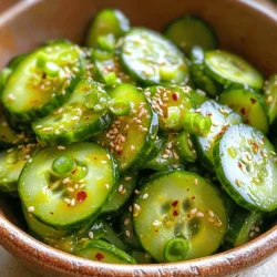 Für diesen leckeren Salat brauchst du: - 3 mittelgroße Gurken, dünn geschnitten - 1 Teelöffel Salz - 1 Esslöffel Zucker - 2 Esslöffel Gochugaru (koreanische rote Pfefferflocken) - 2 Esslöffel Reisessig - 1 Esslöffel Sesamöl - 1 Esslöffel Sojasauce - 2 Knoblauchzehen, gehackt - 1 Frühlingszwiebel, fein gehackt - 1 Esslöffel geröstete Sesamsamen Diese Zutaten bringen frische und Würze in dein Gericht. Die Gurken geben eine knackige Textur, die perfekt zu den Gewürzen passt. Die Gewürze sind sehr wichtig. Gochugaru fügt Schärfe hinzu und bringt Farbe. Reisessig sorgt für eine angenehme Säure. Sesamöl gibt einen nussigen Geschmack. Sojasauce bringt Tiefe in den Salat. Diese Kombination macht den Salat besonders köstlich. Wähle frische, feste Gurken ohne Druckstellen. Dunkle grüne Gurken sind am besten. Achte darauf, dass sie prall sind und keine weichen Stellen haben. So bekommst du einen knackigen und frischen Geschmack. Verwende Bio-Gurken, wenn möglich. Sie sind geschmackvoller und gesünder. Zuerst nimmst du drei mittelgroße Gurken. Schneide sie dünn. Lege die geschnittenen Gurken in eine große Schüssel. Streue einen Teelöffel Salz darüber. Mische die Gurken vorsichtig. Lass sie etwa zehn Minuten stehen. Das Salz zieht Wasser aus den Gurken. Nach zehn Minuten siehst du, dass sie etwas weicher sind. Gieße das überschüssige Wasser ab. Jetzt bereitest du das Dressing vor. Nimm eine separate Schüssel. Füge einen Esslöffel Zucker hinzu. Gib zwei Esslöffel Gochugaru dazu. Das sind die koreanischen roten Pfefferflocken. Dann kommen zwei Esslöffel Reisessig hinein. Füge einen Esslöffel Sesamöl und einen Esslöffel Sojasauce hinzu. Vergiss nicht, zwei zerdrückte Knoblauchzehen hinzuzufügen. Mische alles gut. Dein scharfes Dressing ist fertig! Gieße das Dressing über die Gurken. Mische alles gut, bis die Gurken gleichmäßig bedeckt sind. Jetzt fügst du die fein gehackte Frühlingszwiebel und einen Esslöffel geröstete Sesamsamen hinzu. Mische erneut. Lass den Salat fünf bis zehn Minuten stehen. So können sich die Aromen verbinden. Serviere den Salat frisch und genieße seinen scharfen, knackigen Geschmack! Ein häufiger Fehler ist, die Gurken nicht zu salzen. Das Salz entzieht den Gurken Wasser. Dadurch bleibt der Salat knusprig. Ein anderer Fehler ist, die Gewürze nicht gut zu mischen. Wenn die Sauce ungleichmäßig verteilt ist, schmeckt der Salat nicht gut. Achte darauf, das Dressing gut zu rühren. Lass den Salat auch nicht zu lange stehen. Die Gurken verlieren ihre Frische, wenn sie zu lange mit der Sauce in Kontakt sind. Wenn du es weniger scharf magst, kannst du die Menge an gochugaru reduzieren. Fang mit einem Teelöffel an und taste dich langsam vor. Du kannst auch die Schärfe durch mehr Zucker ausgleichen. Wenn du mehr Süße magst, füge einfach etwas mehr Zucker hinzu. Für eine milde Option kannst du auch einen Schuss Limettensaft verwenden. Das bringt Frische ohne zu viel Schärfe. Für diesen Salat sind nur wenige Utensilien nötig. Ein großes Schneidebrett hilft beim Schneiden der Gurken. Verwende ein scharfes Messer für dünne Scheiben. Eine große Schüssel ist ideal, um die Gurken und das Dressing zu mischen. Eine kleine Schüssel reicht für die Sauce aus. Ein Löffel hilft dir, alles gut zu vermengen. Wenn du möchtest, kannst du auch eine Reibe für den Knoblauch nutzen. So wird er feiner und verteilt sich besser im Salat. {{image_2}} Wenn du keine Gurken hast, nutze Zucchini. Sie sind knackig und frisch. Schneide sie dünn, genau wie die Gurken. Du kannst auch Rettich verwenden. Rettich gibt dem Salat einen scharfen Biss. Für eine süßere Note probiere Karotten. Karotten bringen Farbe und Geschmack ins Spiel. Dieser Salat ist von Natur aus vegan. Du musst nur auf die Sojasauce achten. Wähle glutenfreie Sojasauce, um sicher zu sein. Sojasauce macht den Salat herzhaft und lecker. Für noch mehr Geschmack kannst du Tamari verwenden. Tamari hat einen ähnlichen Geschmack, ist aber glutenfrei. Um den Salat interessanter zu machen, kannst du mehr Zutaten hinzufügen. Avocado bringt Cremigkeit und gesunde Fette. Auch frische Kräuter wie Koriander oder Minze passen gut. Sie verleihen dem Salat Frische. Für einen zusätzlichen Crunch sind geröstete Erdnüsse oder Cashews perfekt. Sie bringen einen tollen Kontrast zur zarten Gurke. Um den koreanischen Gurkensalat frisch zu halten, lege ihn in einen luftdichten Behälter. Du kannst auch Frischhaltefolie verwenden, um den Kontakt mit Luft zu verringern. Stelle sicher, dass die Oberfläche des Salats gleichmäßig bedeckt ist. Dies hilft, den Salat knusprig und lecker zu halten. Der Gurkensalat bleibt im Kühlschrank etwa 2 bis 3 Tage frisch. Nach dieser Zeit können die Gurken weich werden. Wenn du den Salat länger aufbewahren willst, empfehle ich, nur die Hälfte der Dressing-Menge hinzuzufügen. Du kannst Reste des Salats einfach in anderen Gerichten verwenden. Füge ihn zu Sandwiches oder Wraps hinzu für einen frischen Geschmack. Oder mische ihn mit Reis oder Quinoa, um eine gesunde Beilage zu kreieren. Wenn die Gurken weich geworden sind, mache daraus eine scharfe Gurkensuppe. Um den Gurkensalat weniger scharf zu machen, reduziere die Menge an gochugaru. Du kannst mit einem halben Esslöffel beginnen. Eine andere Möglichkeit ist, mehr Zucker hinzuzufügen. Zucker hilft, die Schärfe auszugleichen. Du kannst auch die Menge an Reisessig oder Sojasauce erhöhen. So bleibt der Geschmack frisch, aber weniger scharf. Ja, du kannst frische Kräuter hinzufügen! Koriander und Minze passen gut. Diese Kräuter bringen eine frische Note. Du kannst auch Schnittlauch oder Petersilie verwenden. Hacke die Kräuter klein und mische sie unter den Salat. Sie geben zusätzliche Geschmäcker und Farben. Du kannst den Salat bis zu einem Tag im Voraus zubereiten. Bereite die Gurken und das Dressing getrennt vor. Mische sie erst kurz vor dem Servieren. So bleiben die Gurken knusprig. Wenn du den Salat länger aufbewahrst, wird er weich und verliert seinen Biss. Der koreanische Gurkensalat ist frisch und lecker. Wir haben die besten Zutaten, Gewürze, und Tipps zur Auswahl der Gurken besprochen. Ich habe eine einfache Schritt-für-Schritt-Anleitung gegeben, die du leicht umsetzen kannst. Zudem teilte ich nützliche Tipps, um häufige Fehler zu vermeiden. Variationen helfen dir, kreativ zu sein. Vergiss nicht die Lagerungshinweise für frische Reste. Mit diesen Infos kannst du deinen Salat nach deinen Wünschen anpassen und genießen. Probiere es aus!